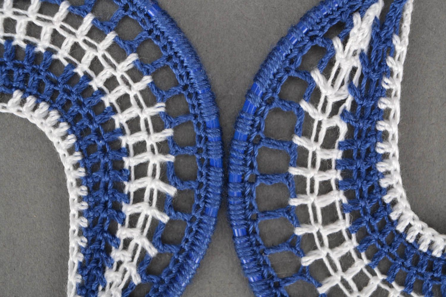 Blue crocheted earrings photo 4