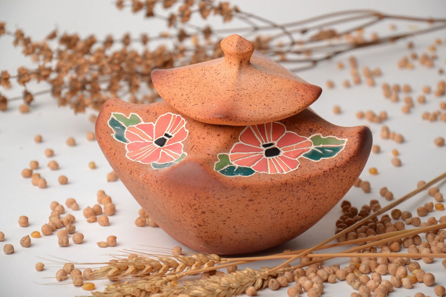 Ceramic sugar bowl with painting photo 1