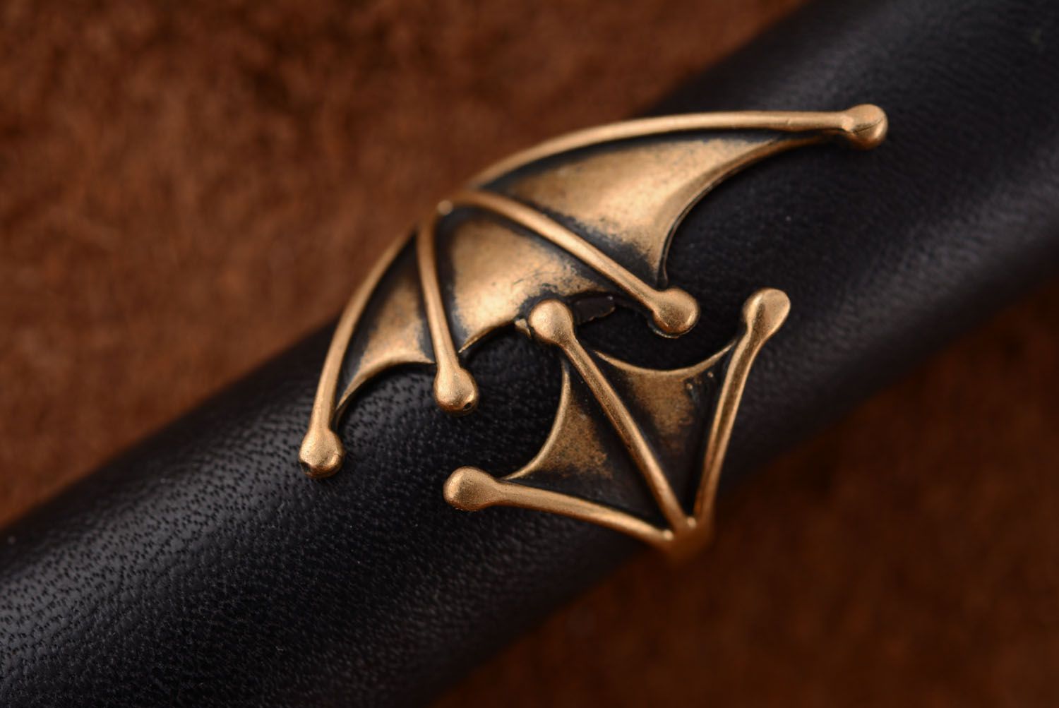 Bronze Ring handmade Flügel der Fledermaus foto 3