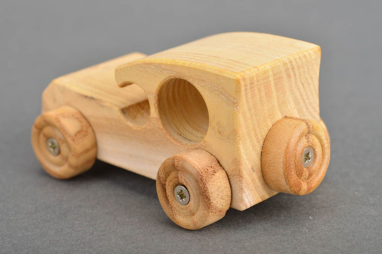 Zieh Spielzeug Holzauto öko rein handgemacht für Jungen klein beige originell foto 5