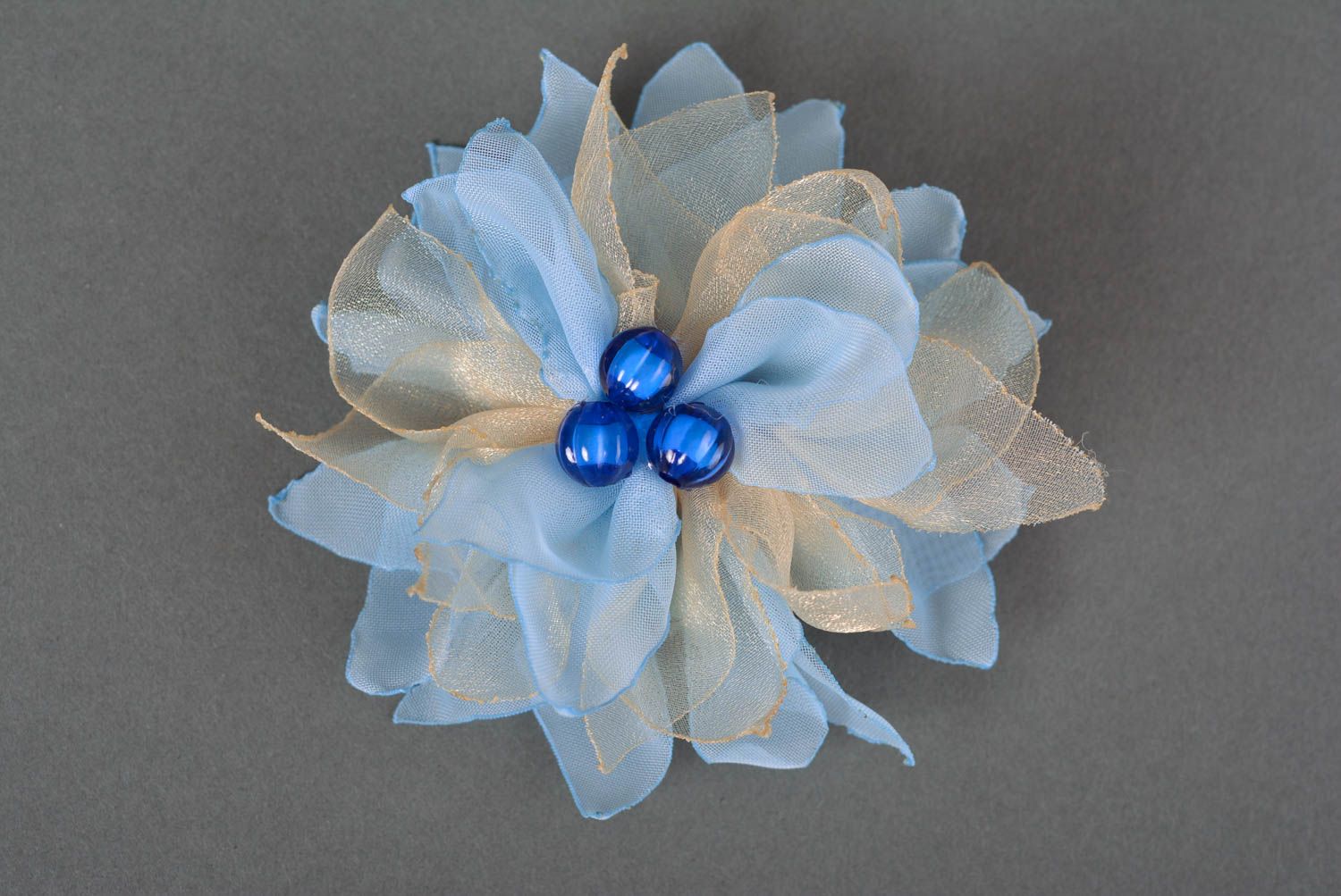 Pince cheveux faite main Barrette à cheveux avec fleur bleue Accessoire femme photo 5