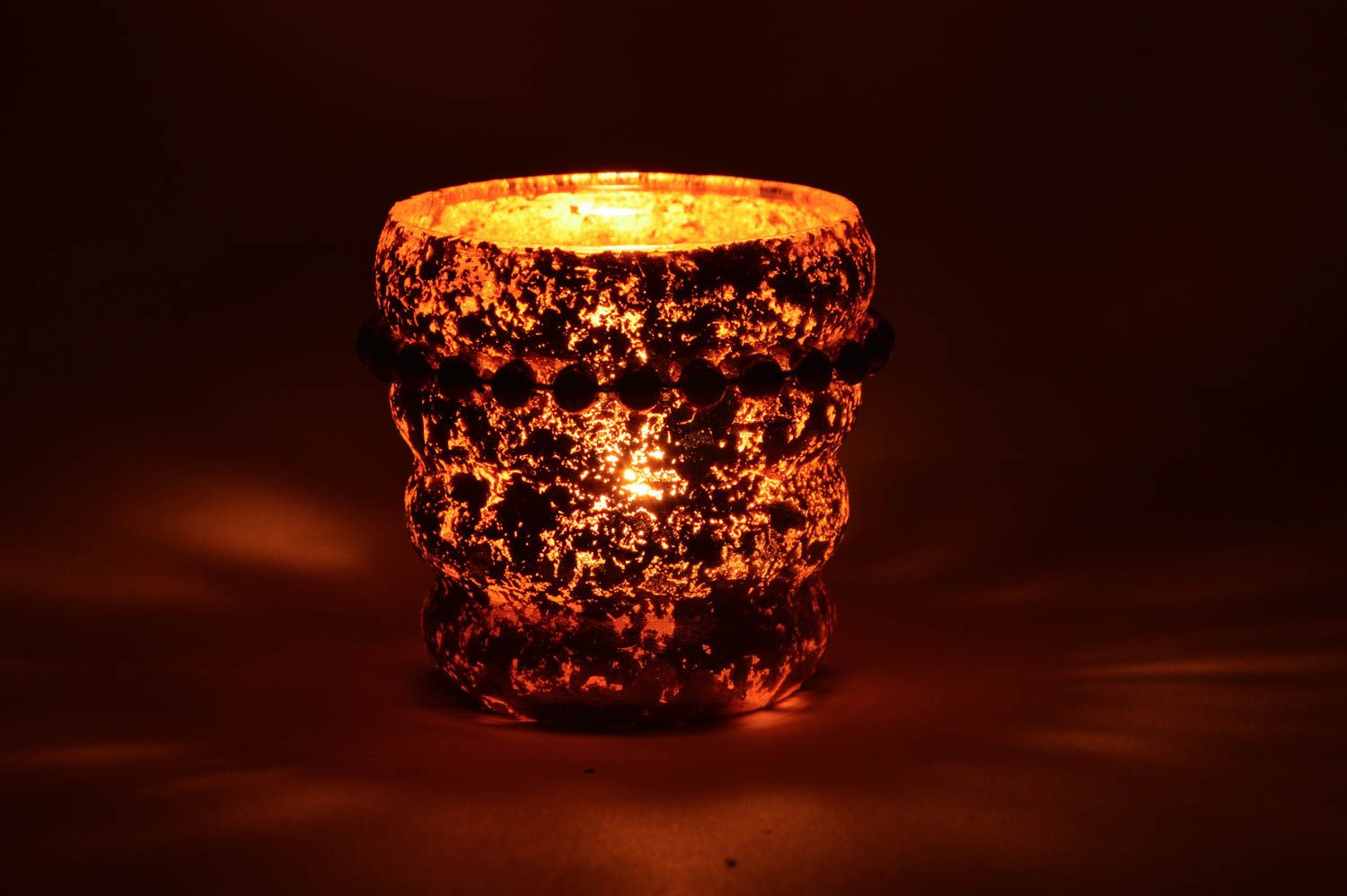 Glas Kerzenhalter mit Bemalung klein goldfarbig für Haus Dekor handmade foto 1