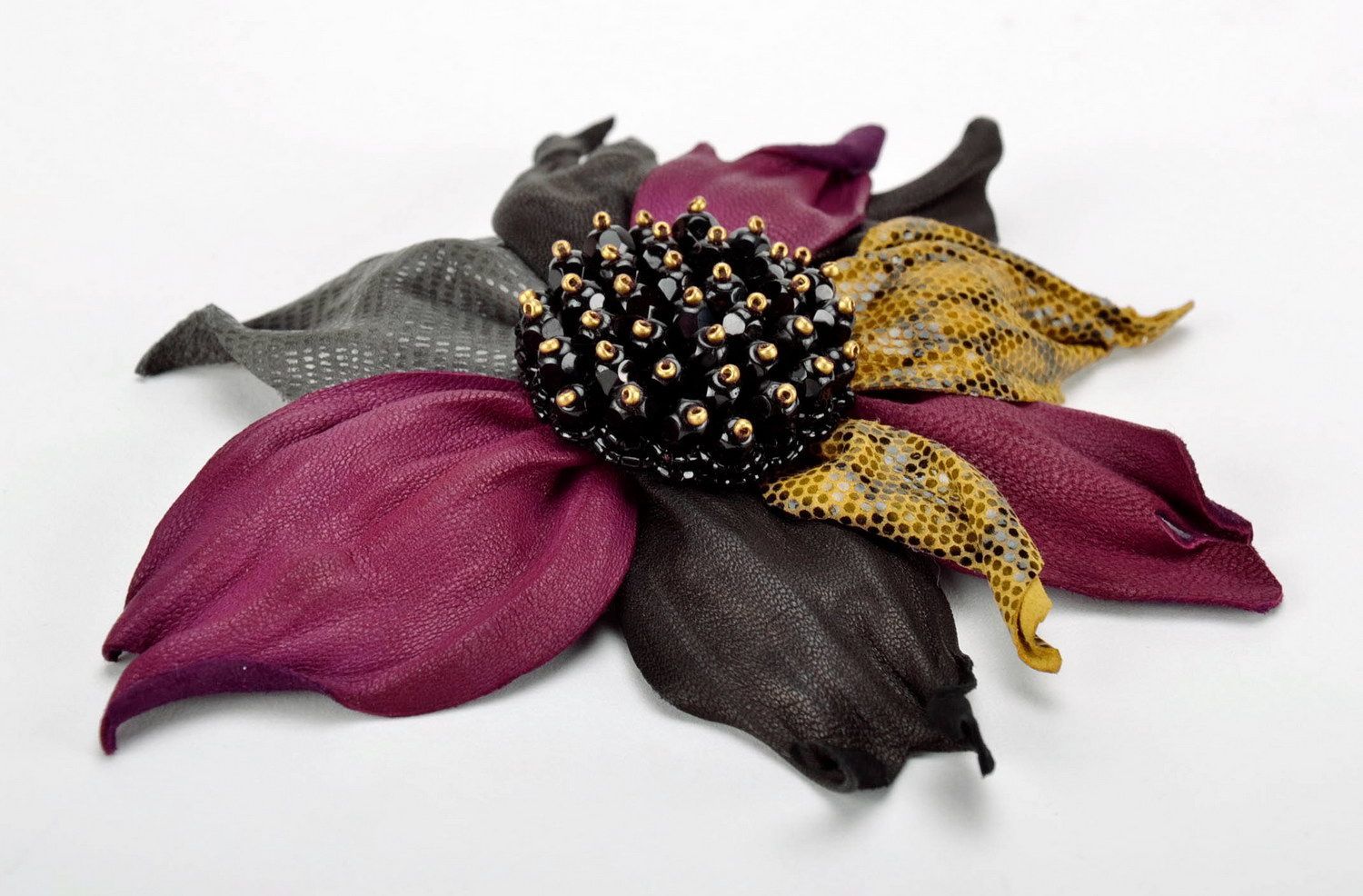 Haarspange aus Leder Blume foto 4