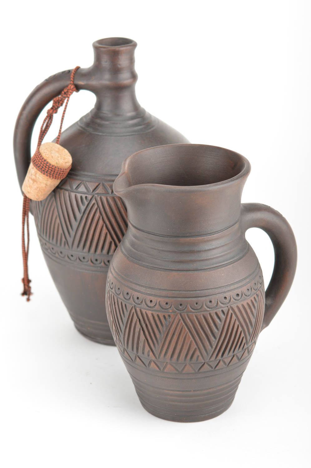 30 oz and 60 oz ceramic wine carafe and jug in dark brown color 5,31 lb  photo 2