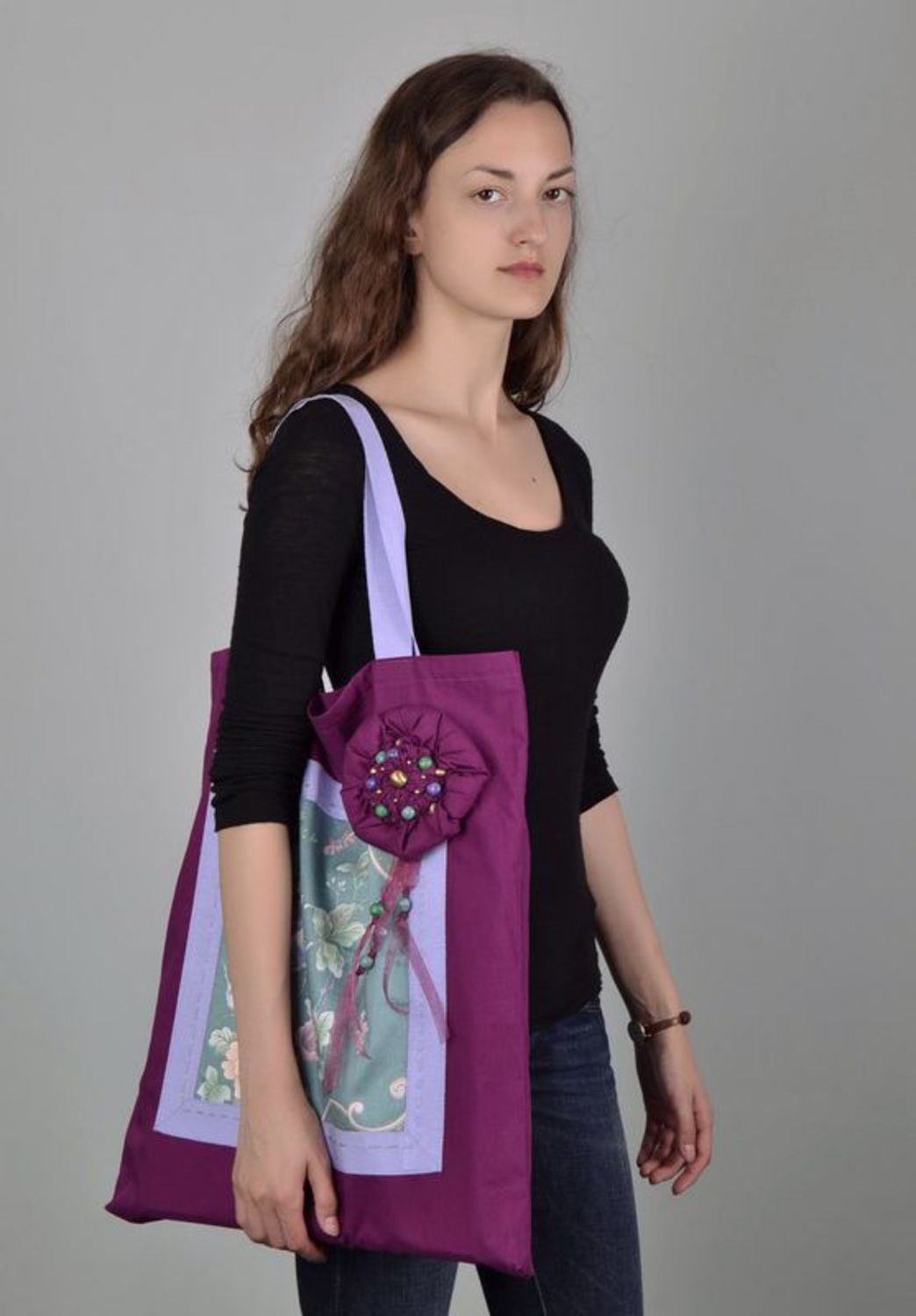 Frauentasche mit Blumeneinsatz foto 2