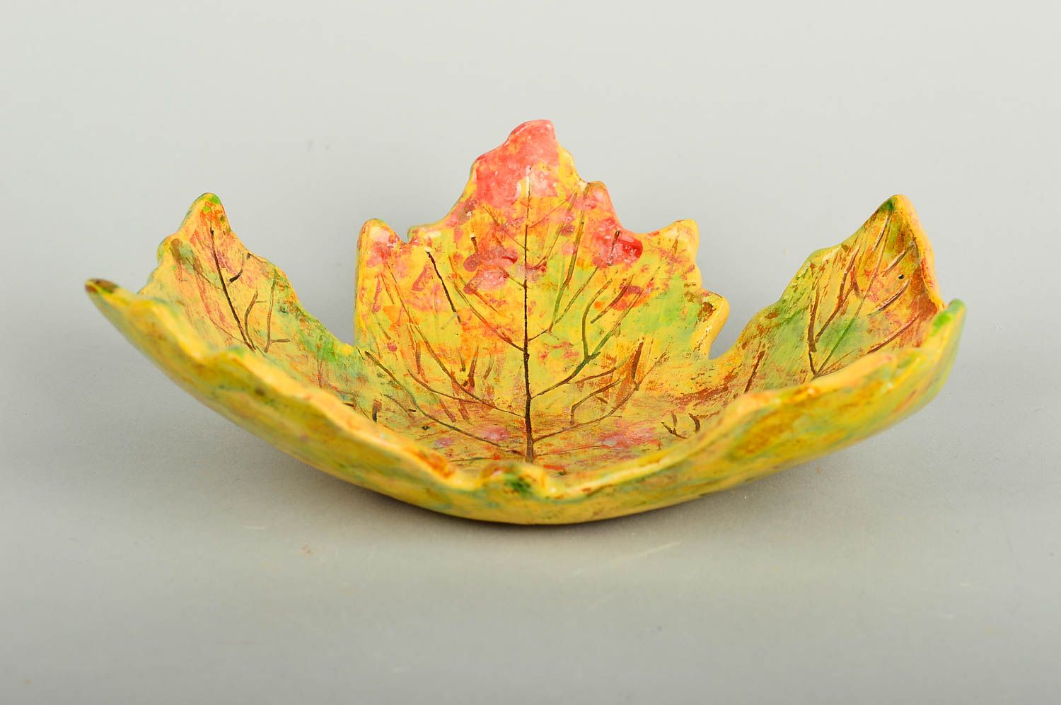 Haus Dekor Design Teller handbemalte Keramik Küchen Zubehör Blatt stilvoll gelb foto 4