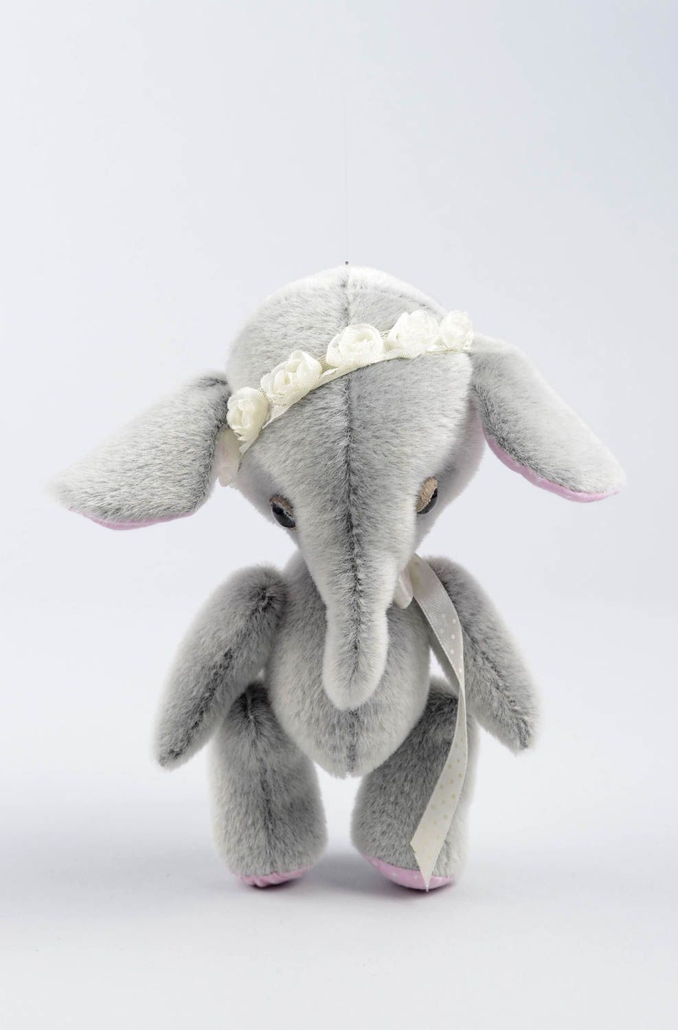 Handmade textile cute toy beautiful interesting present designer grey toy photo 1