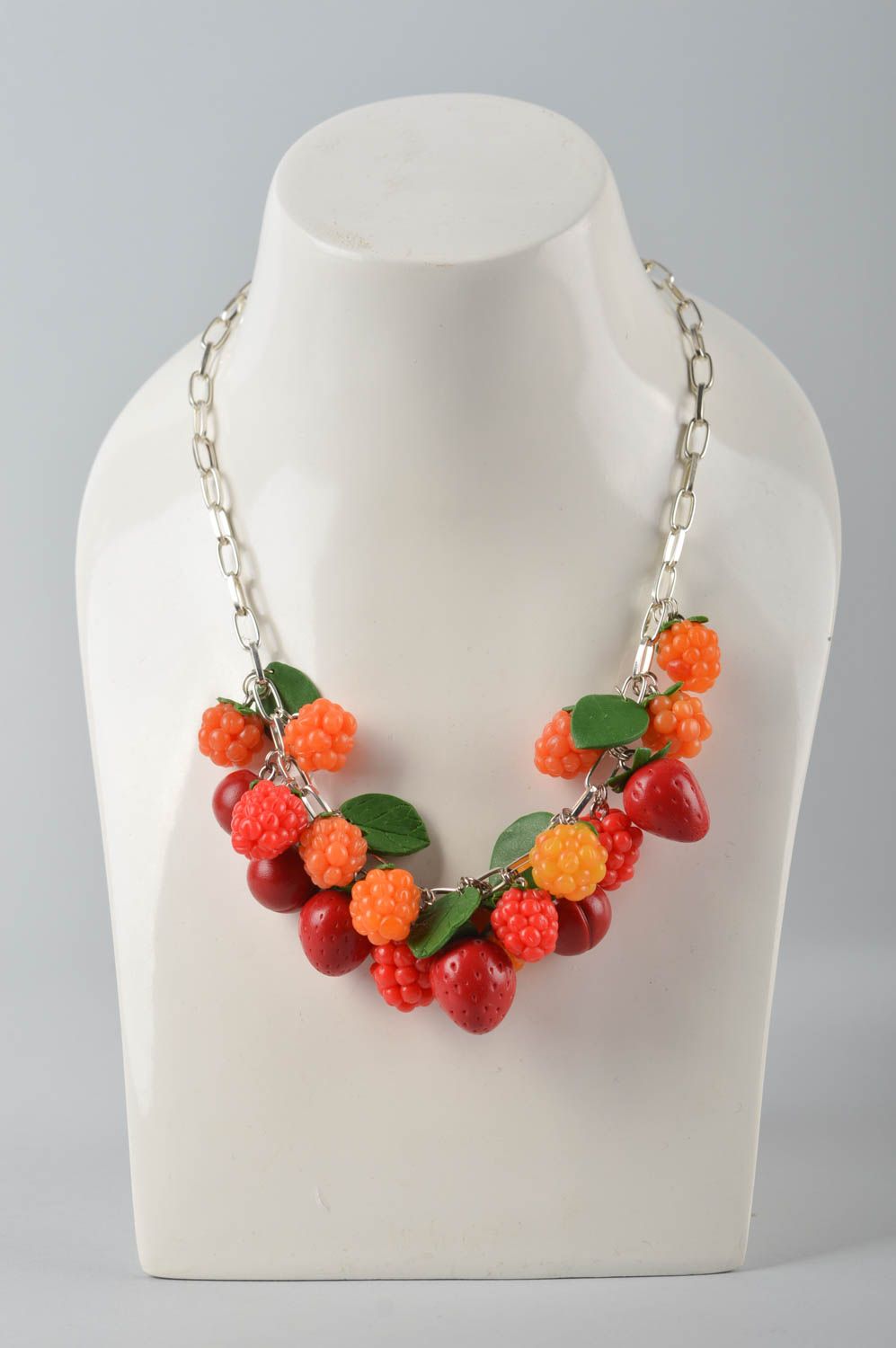 Handmade plastic necklace beaded polymer clay necklace plastic accessories photo 1