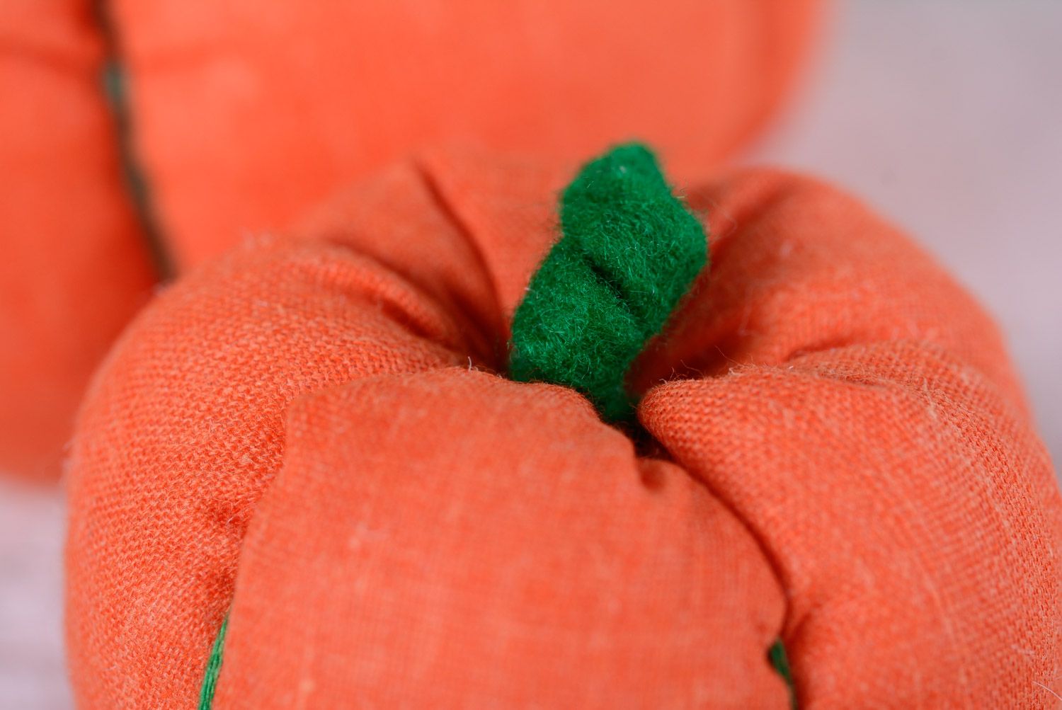 Handmade interior soft toys in the shape of pumpkins sewn of linen 2 items photo 5