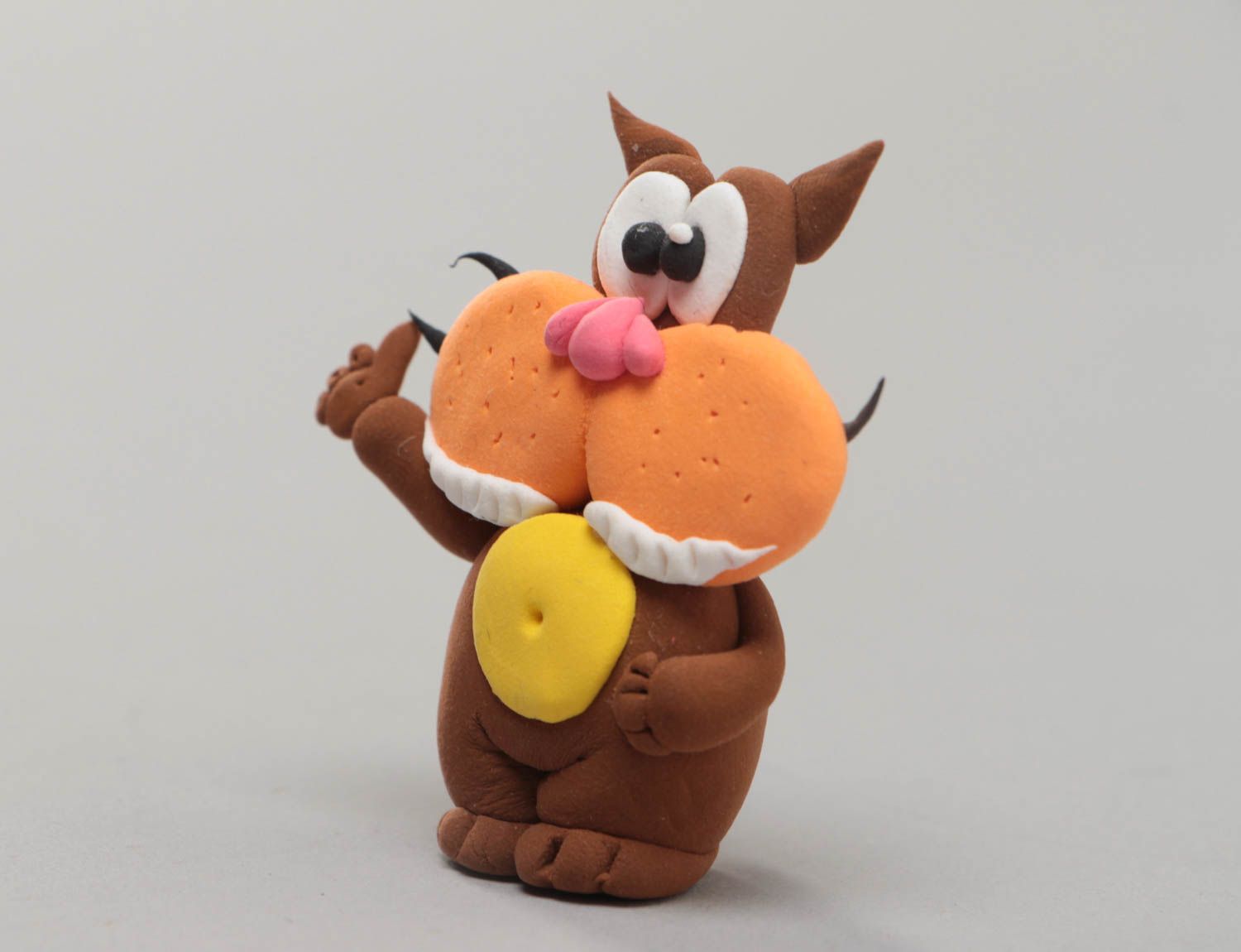 Statuette chat brun en pâte polymère petite décorative faite main souvenir photo 2