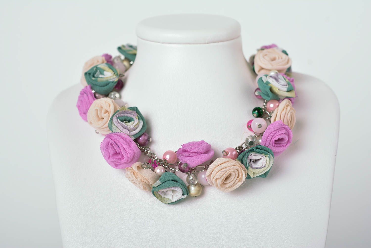 Handmade Damen Halskette Halsschmuck für Damen Schmuck Collier aus Perlen Blumen foto 3