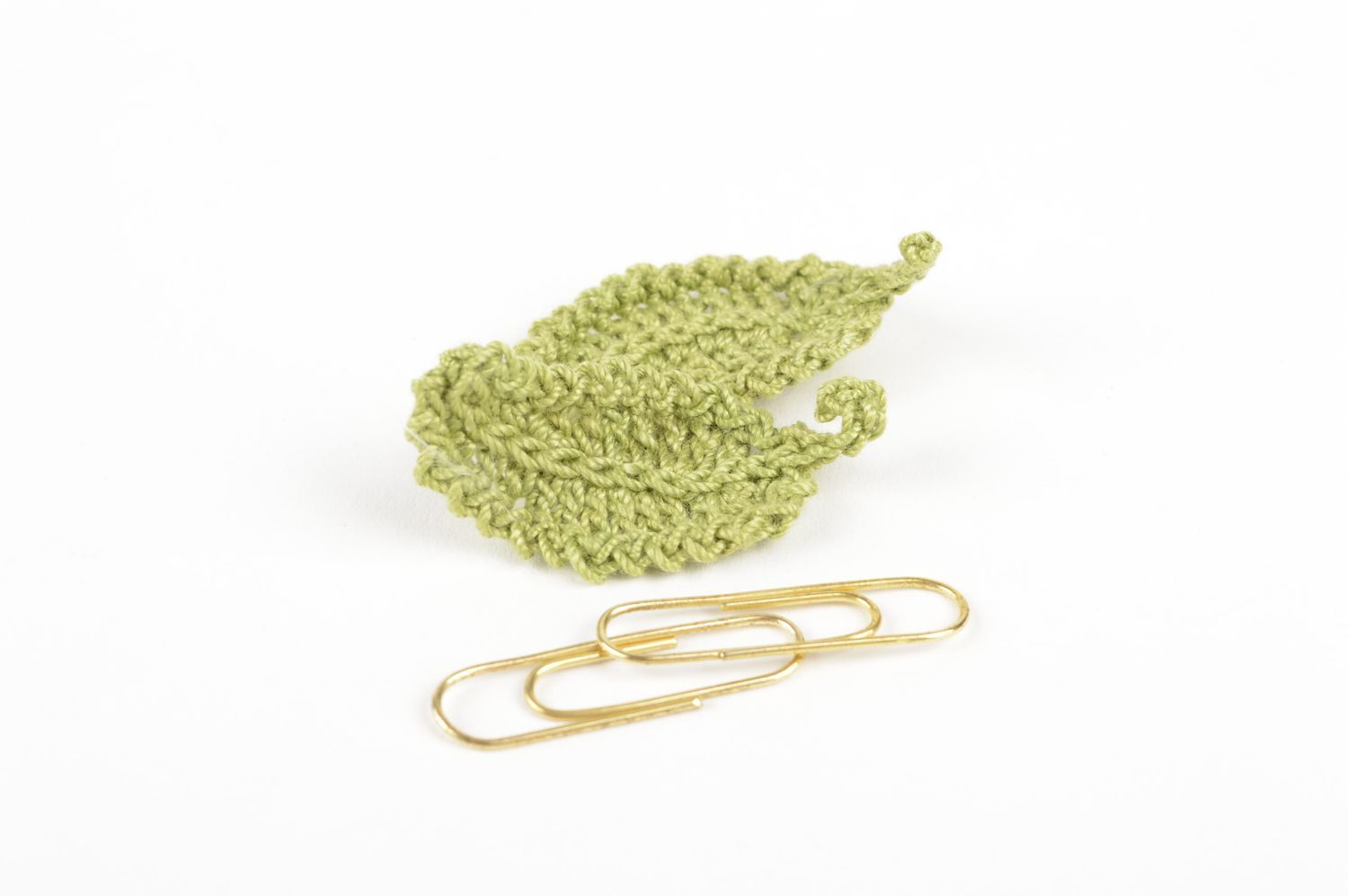 Feuille tricot fait main Fourniture bijoux verte au crochet Loisirs créatifs photo 5