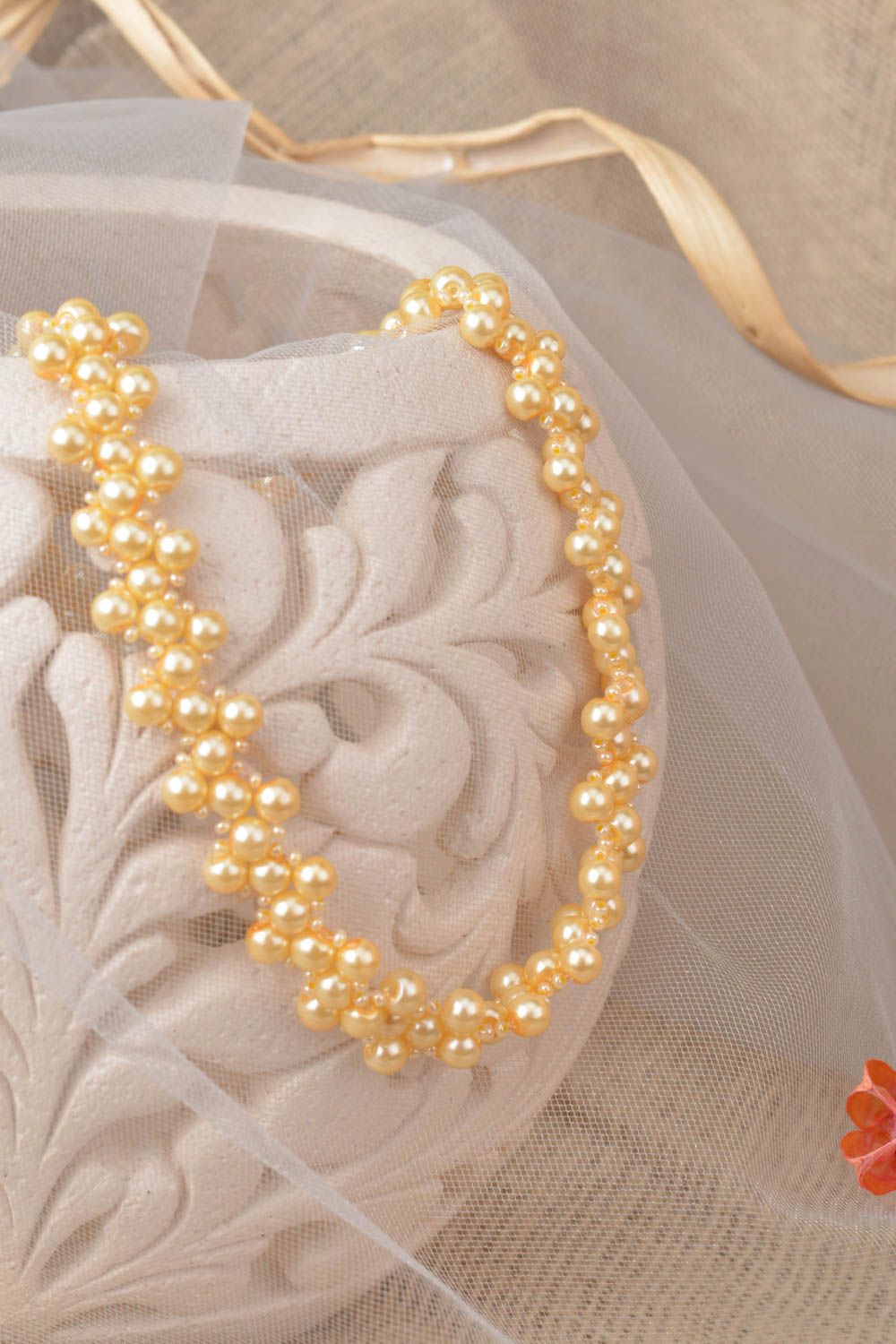Collier en perles céramiques et perles de rocaille tchèques fait main bijou photo 1