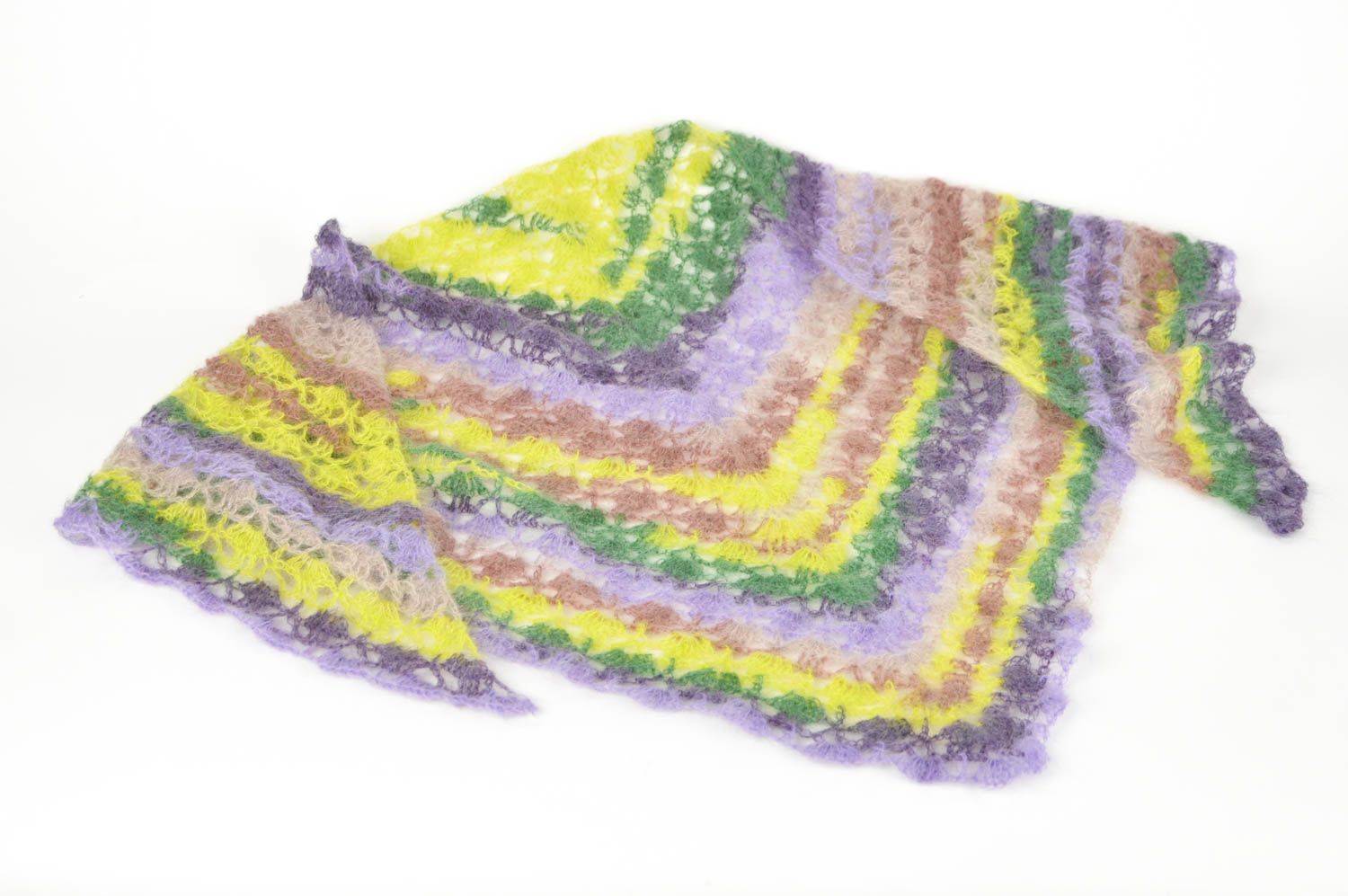 Châle laine fait main Accessoire tricot au crochet design original Cadeau femme photo 1