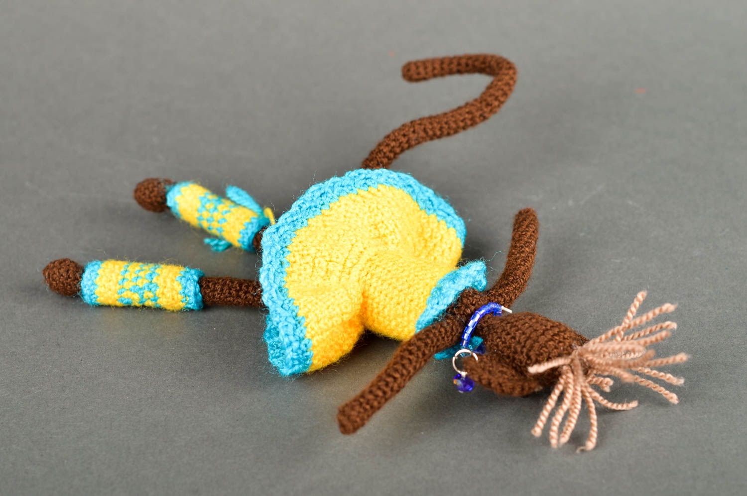 Jouet singe en robe Peluche faite main tricotée au crochet Cadeau pour enfant photo 5