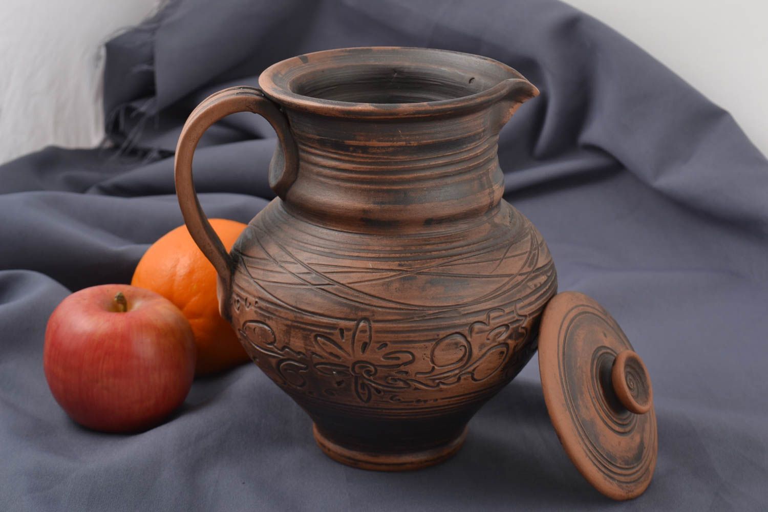 Jarro de cerámica hecho a mano vajilla de barro accesorio de cocina ecológico foto 1