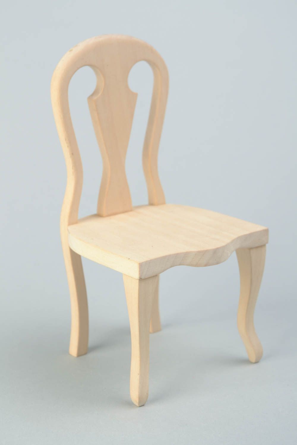 Handmade unfinished wooden doll furniture chair craft blank for creative work photo 3