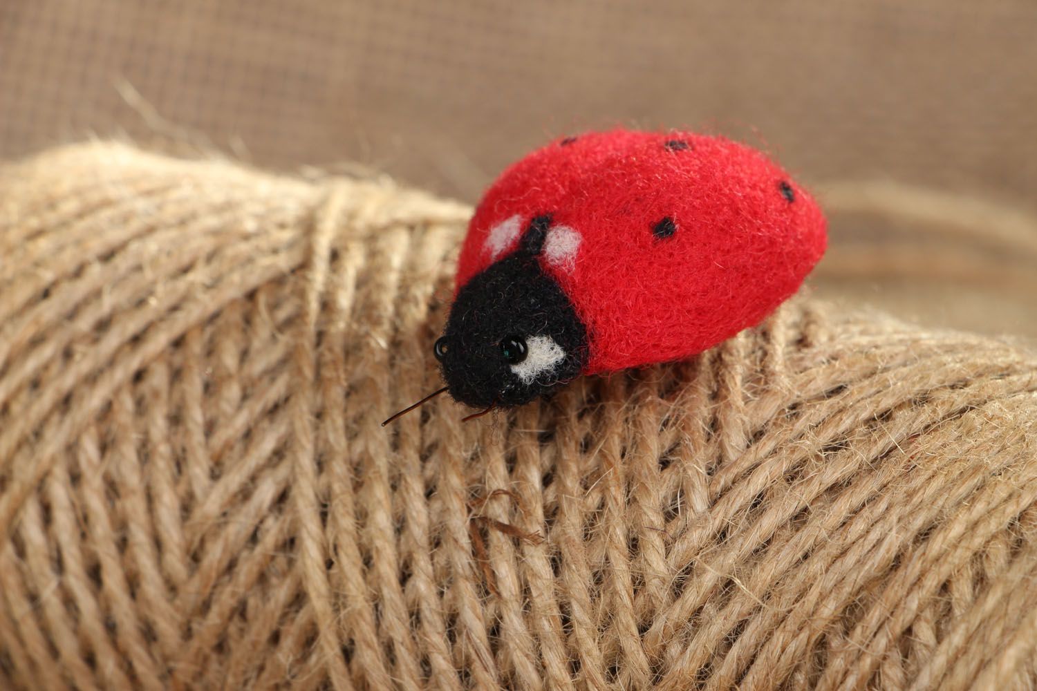 Woolen brooch made using needle felting technique Ladybird photo 5