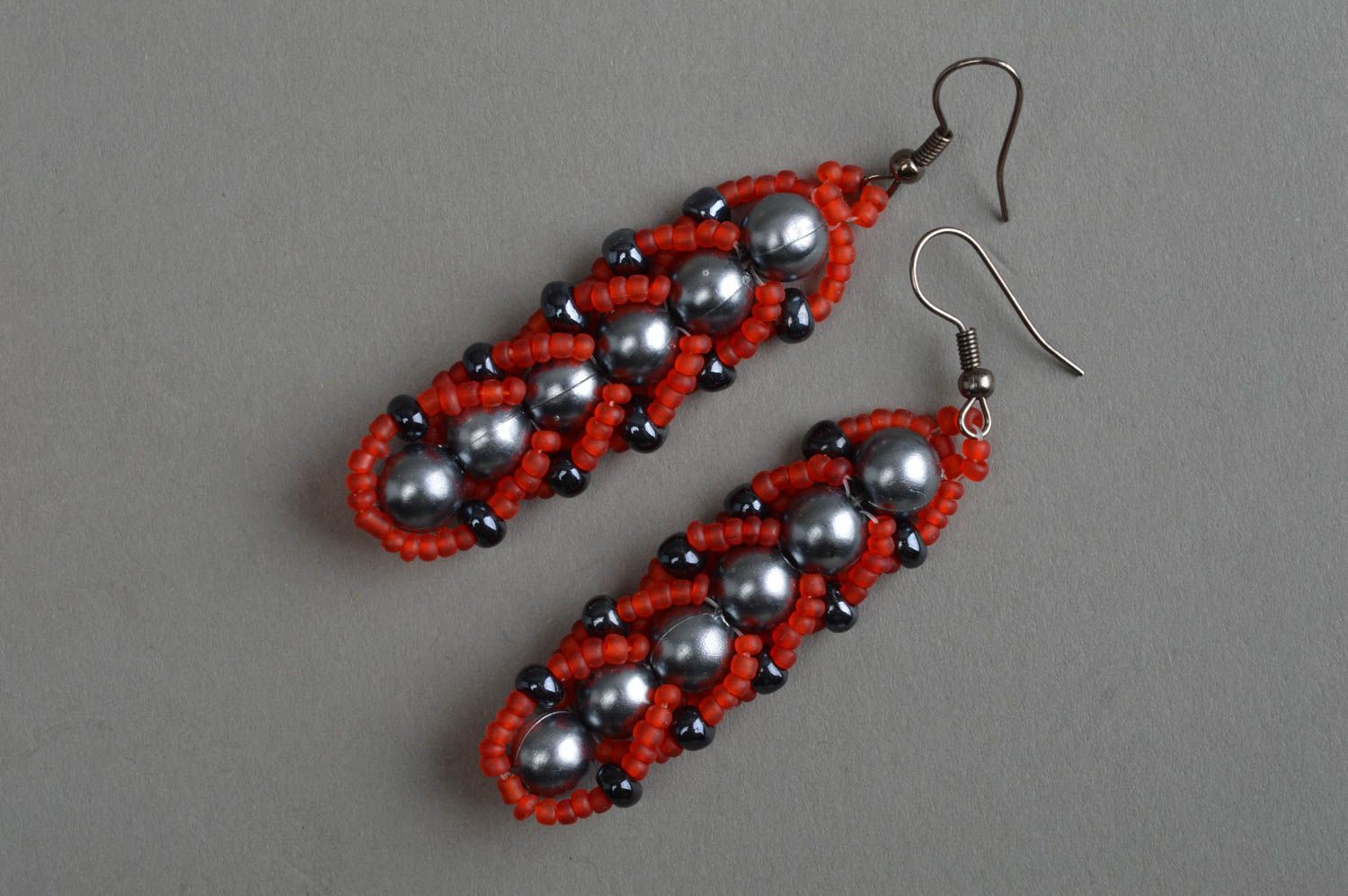 Boucles d'oreilles en perles d'imitation et perles de rocaille faites main bijou photo 3