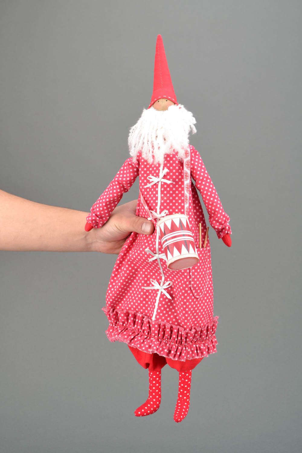Künstlerische Puppe Weihnachtsmann aus Textil foto 2