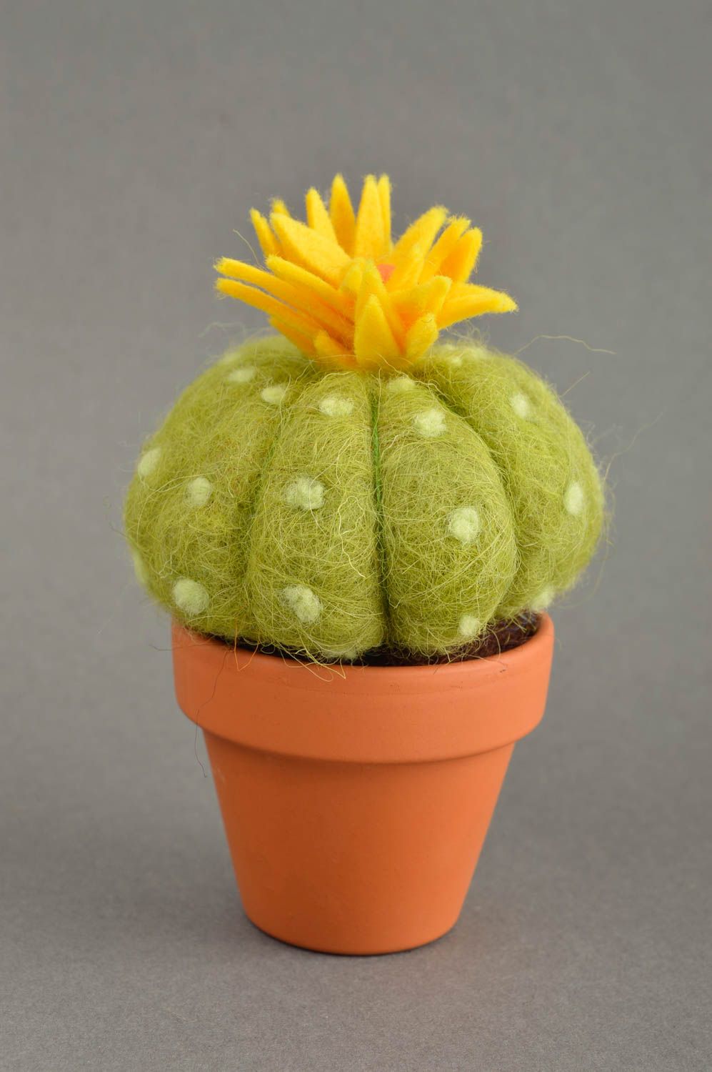 Fleur décorative faite main Cactus artificiel en laine pot céramique Déco maison photo 2