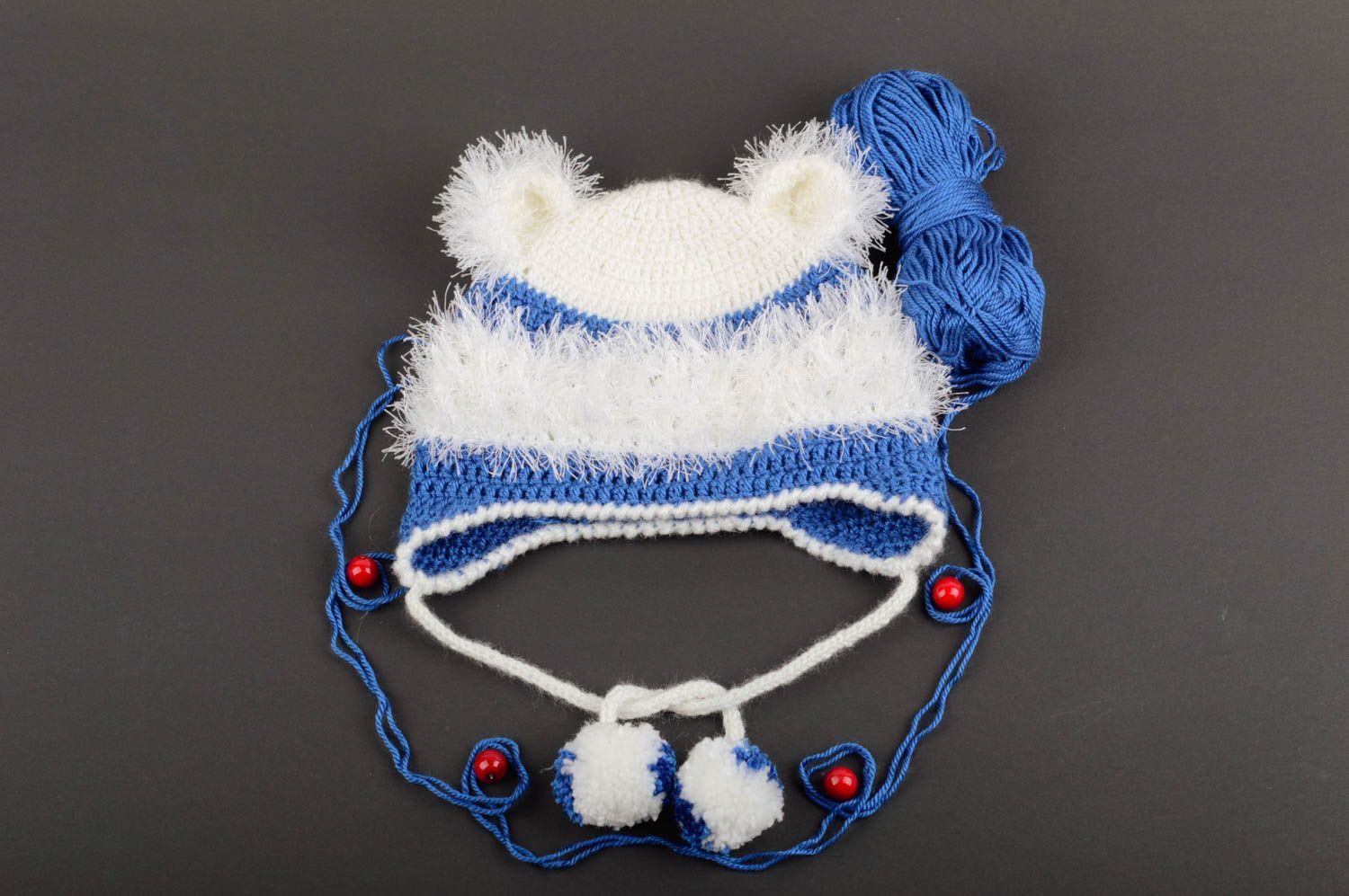 Bonnet tricot fait main Chapeau hiver Vêtement enfant acrylique crochet photo 1