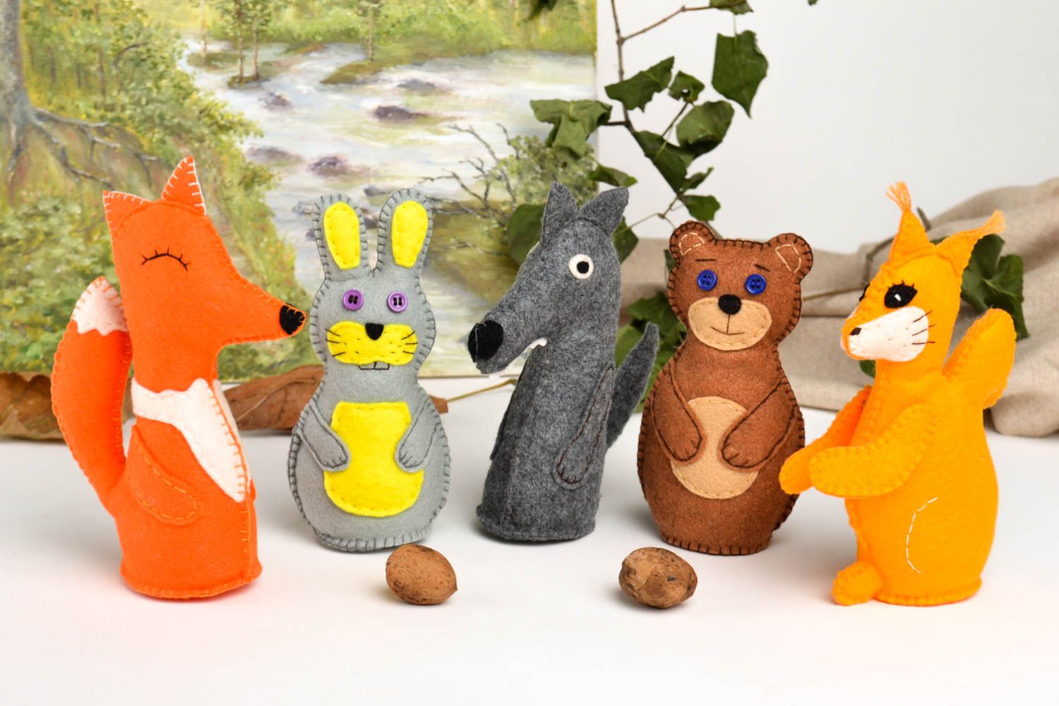 Handmade soft toys 5 animal toys stuffed animals gifts for babies nursery decor photo 1