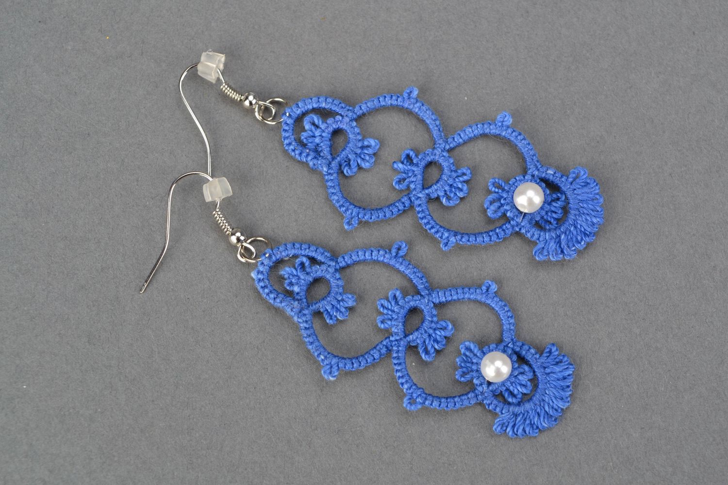 Tatting jewelry set of earrings and collar necklace photo 4