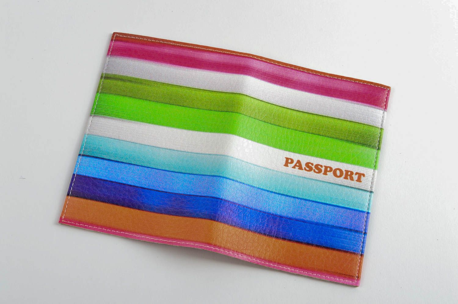 Обложка на паспорт ручной работы полосатая необычный подарок кожаный аксессуар фото 4