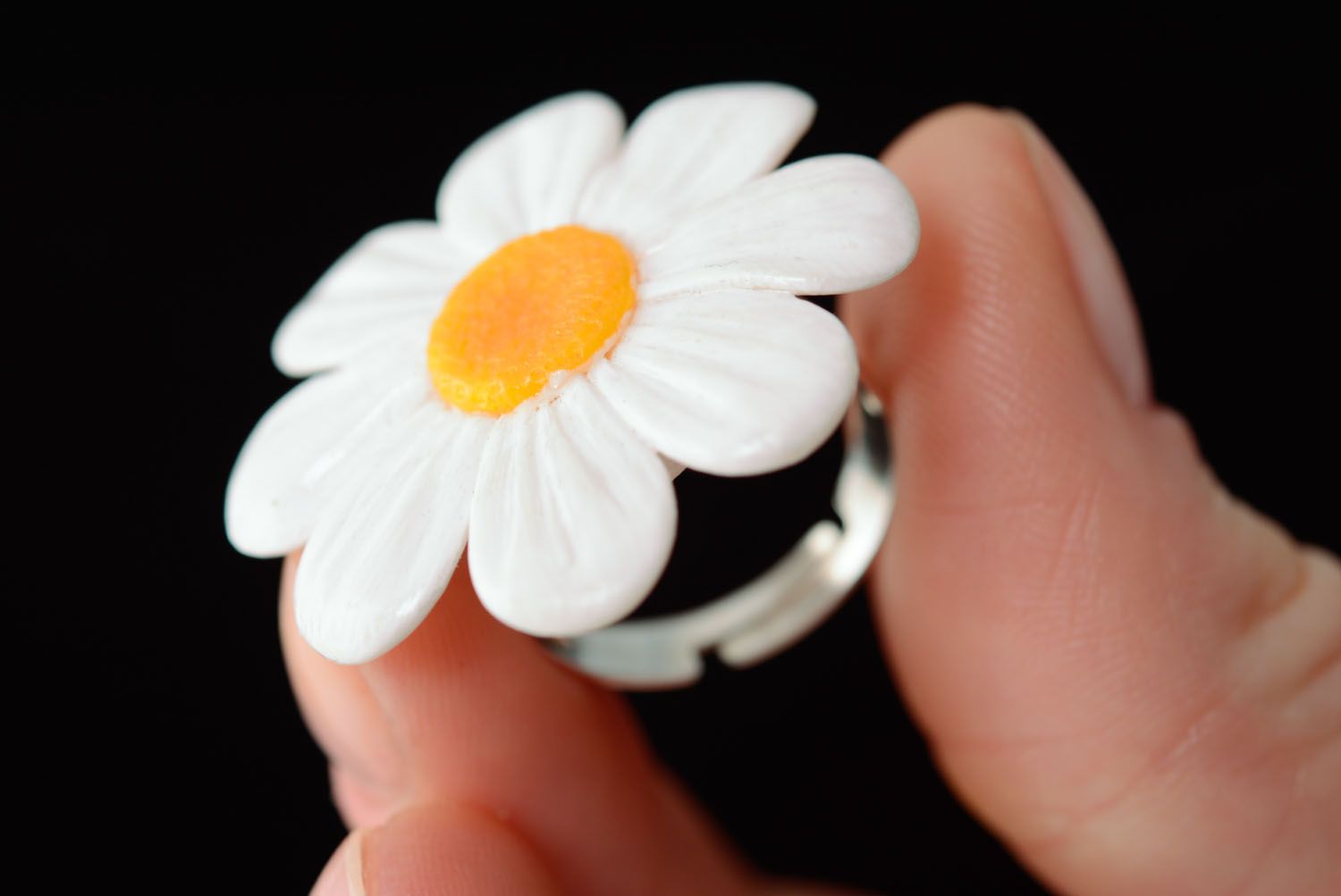 Polymer clay flower ring photo 4