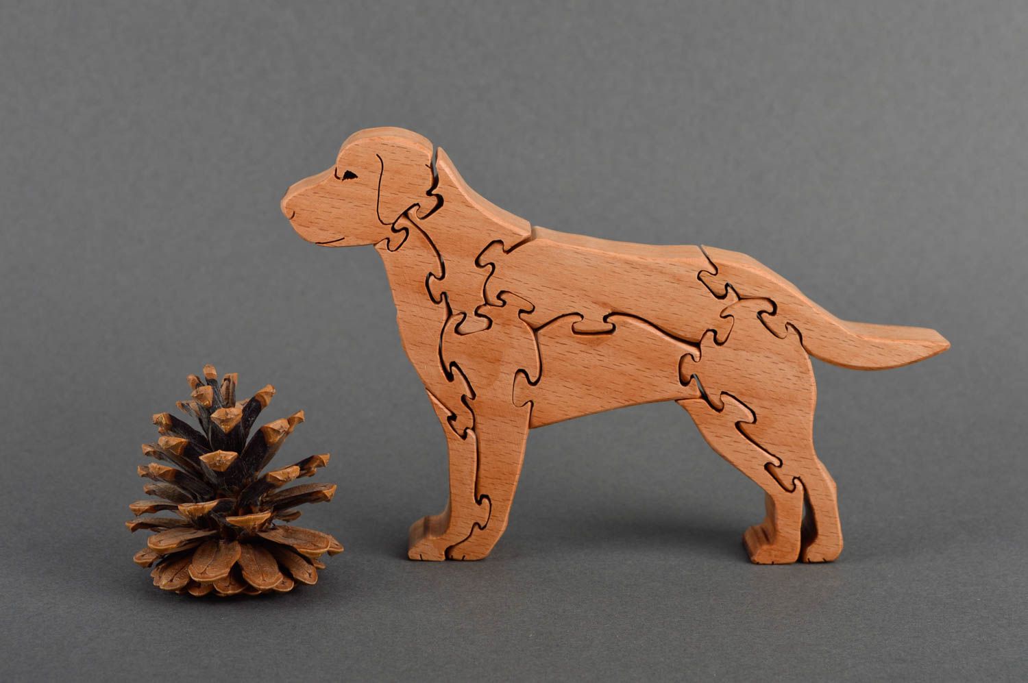 Игрушка из дерева развивающая игрушка хэнд мейд пазлы для малышей собака фото 1