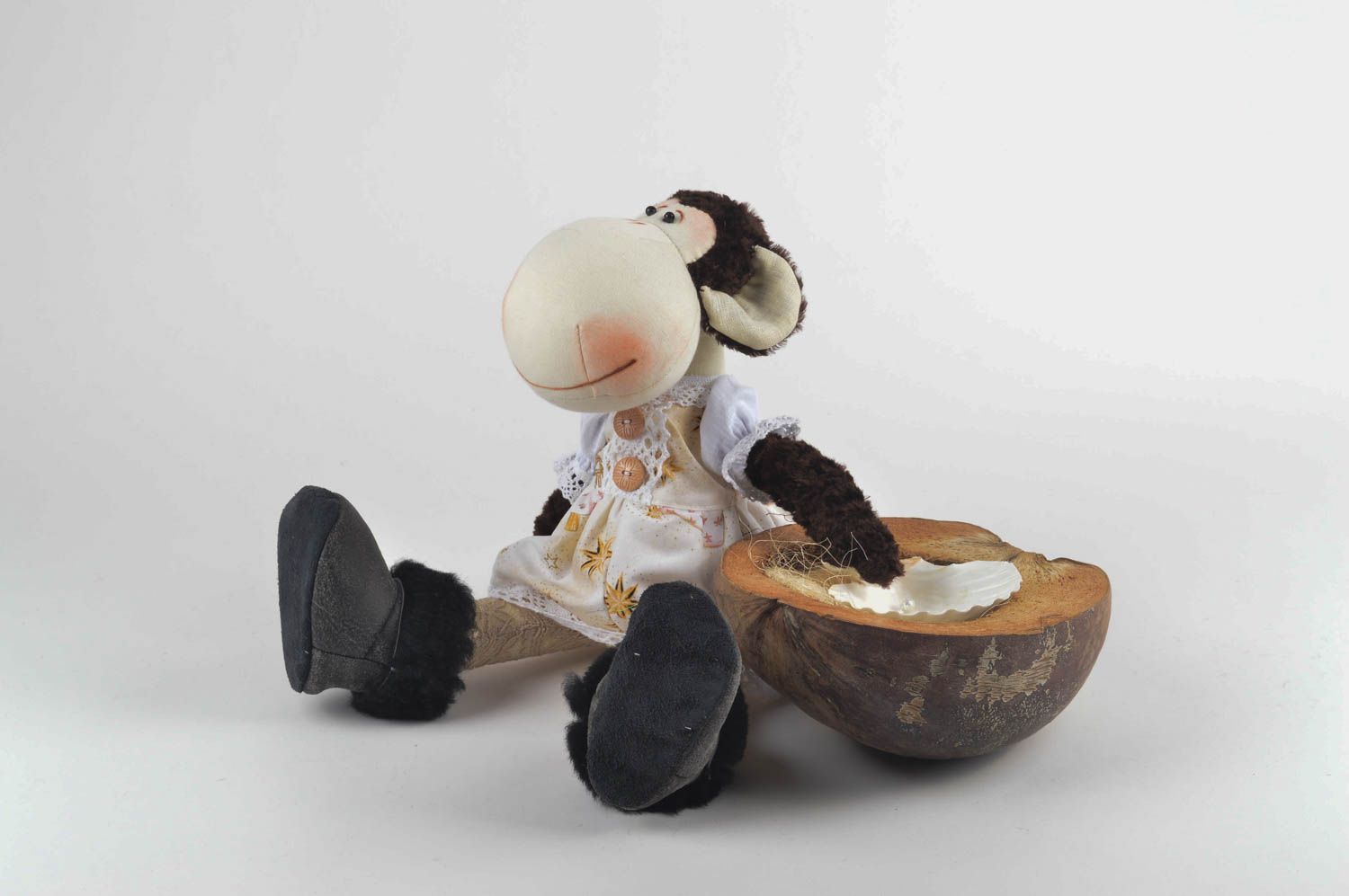 Игрушка обезьяна хэнд мэйд детская игрушка из льна мягкая игрушка интересная фото 1