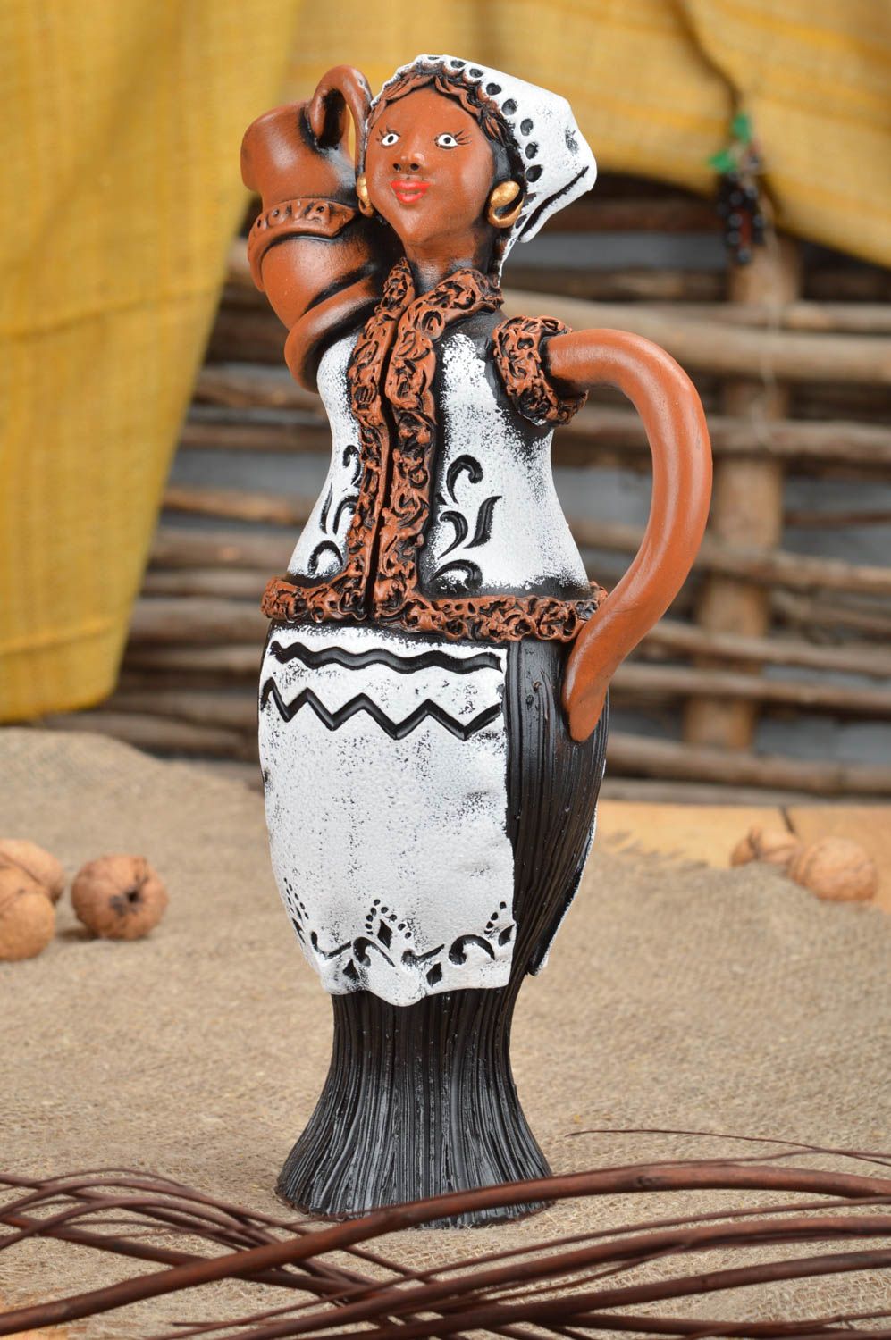 15 oz wine or vodka decanter pitcher in the shape of village girl 2 lb photo 1