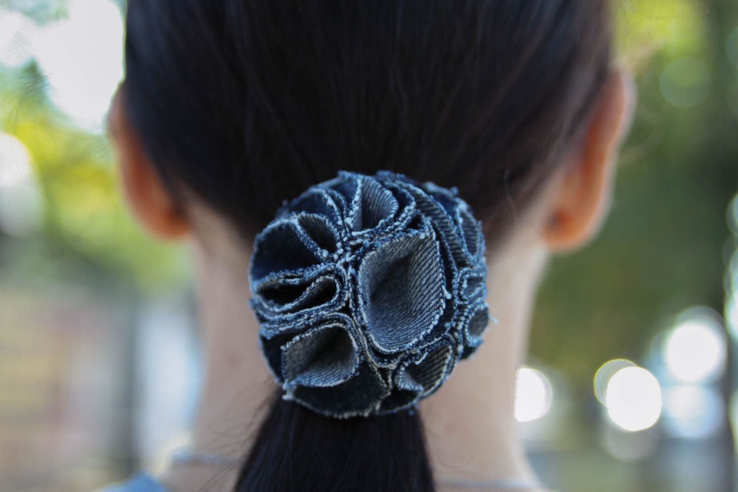 Handmade hair tie flower hair accessories handmade leather goods gifts for her photo 2