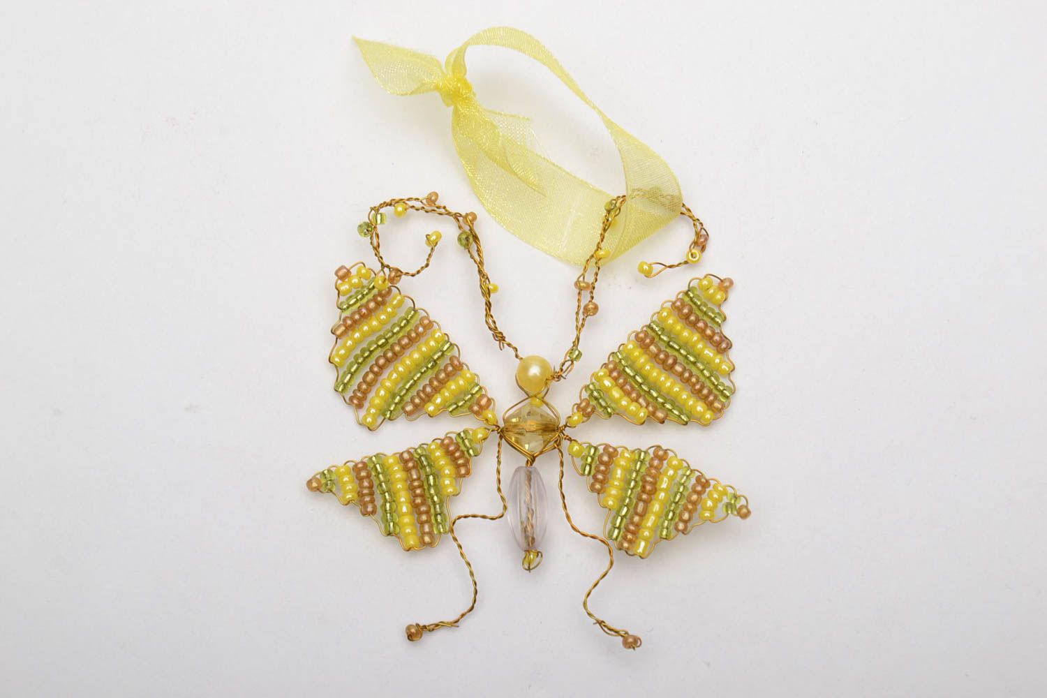 Decorative beaded butterfly of gold color photo 3