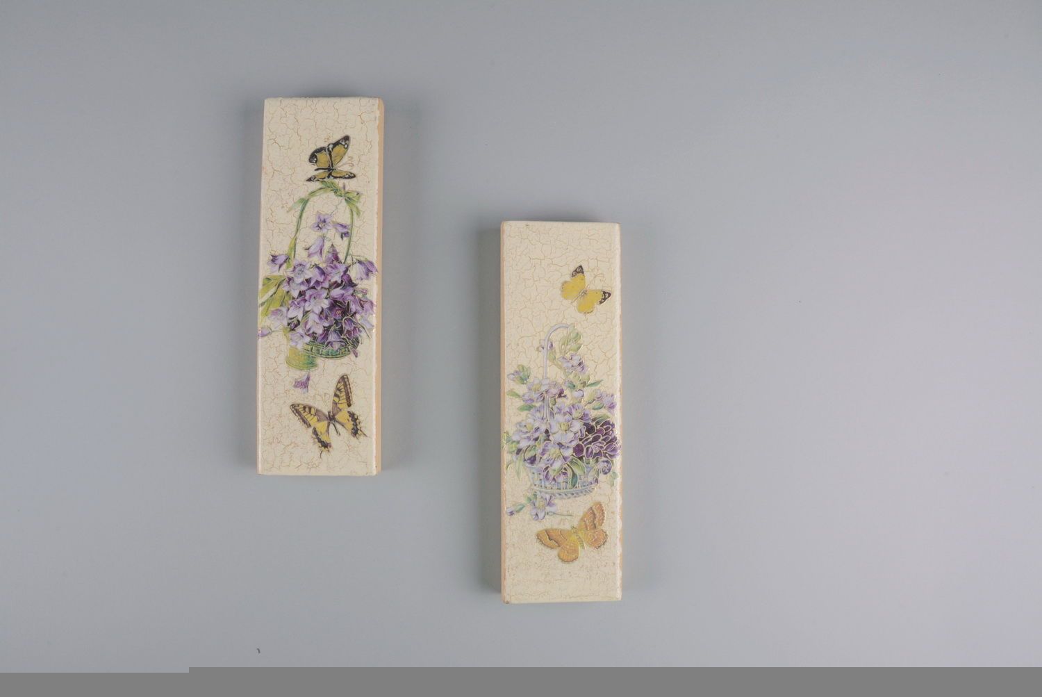  2 pannelli di legno fatti a mano arazzi in legno decorazione da parete d'autore foto 3