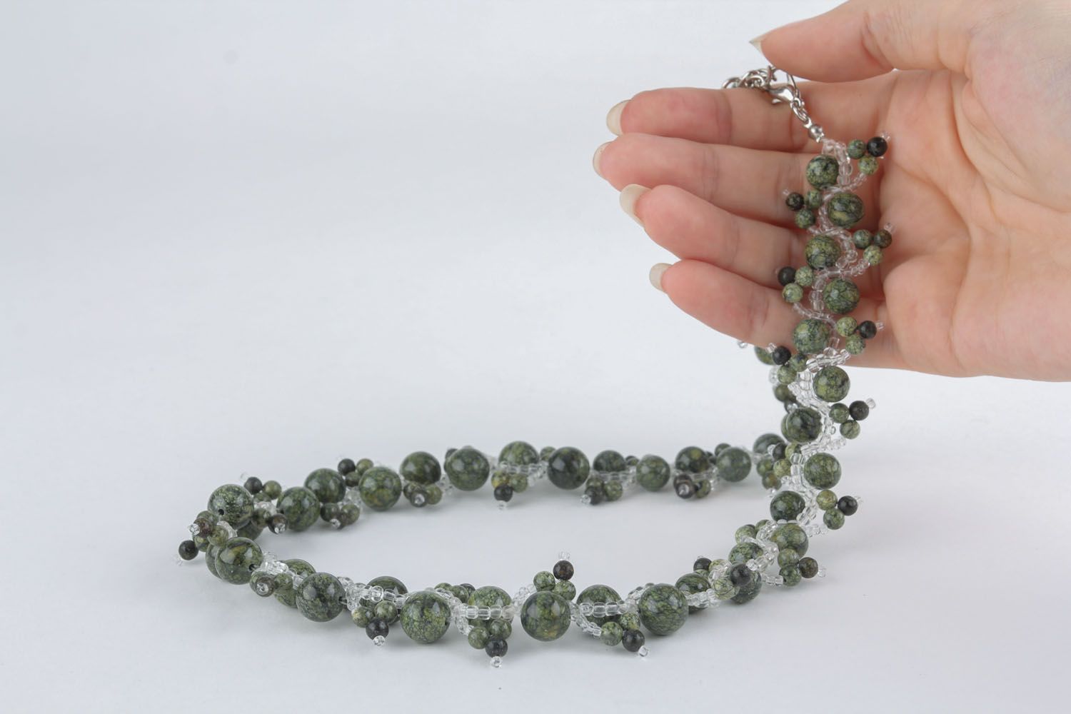 Beautiful necklace made of natural stones photo 5