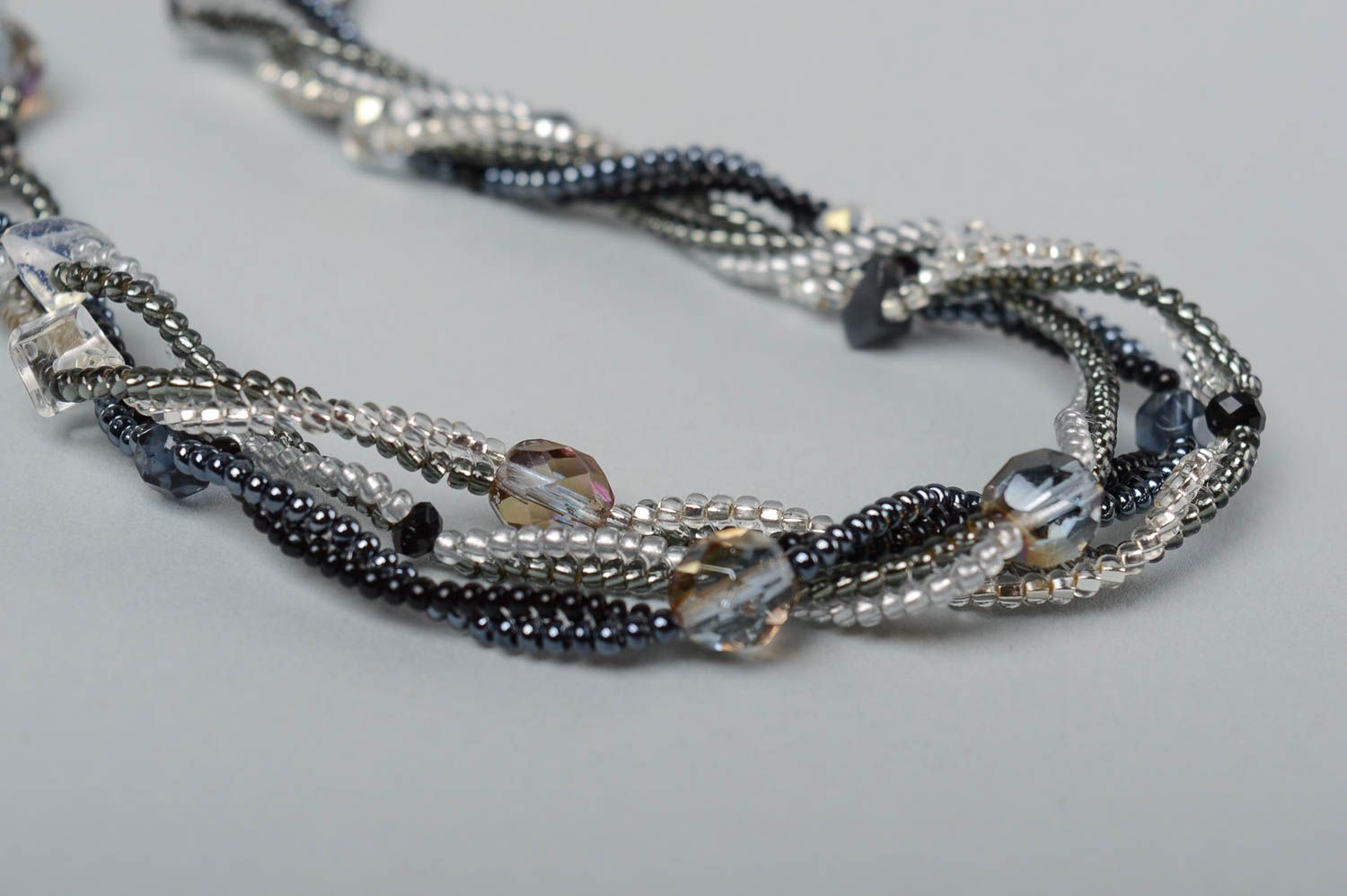 Handmade necklace seed beads necklace designer accessories evening bijouterie photo 3