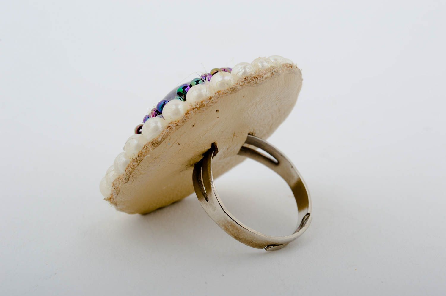 Кольцо ручной работы кольцо с агатом красивая бижутерия круглое оригинальное фото 3