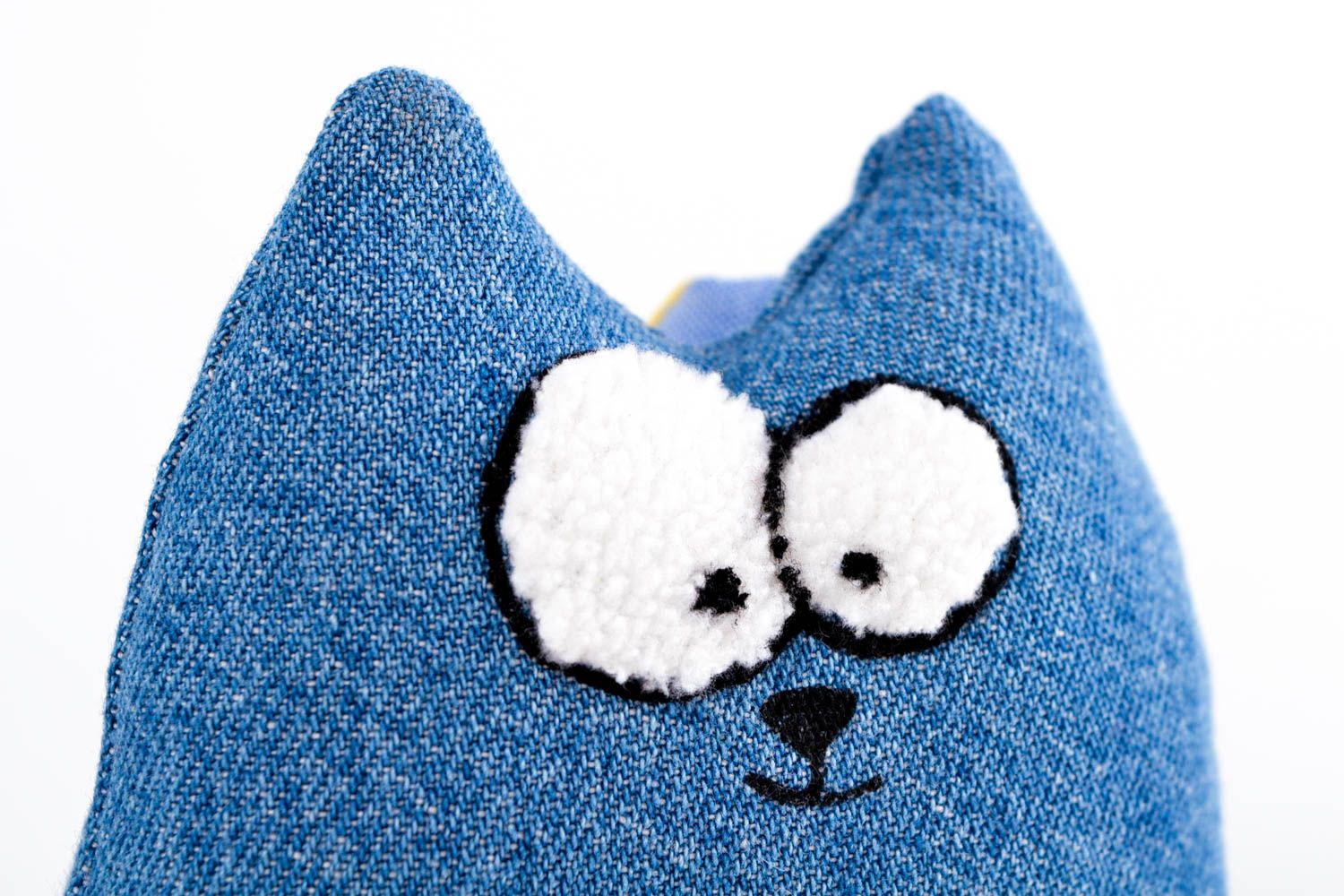 Handmade blue cat stylish designer toy cat unusual cute interior decor photo 4
