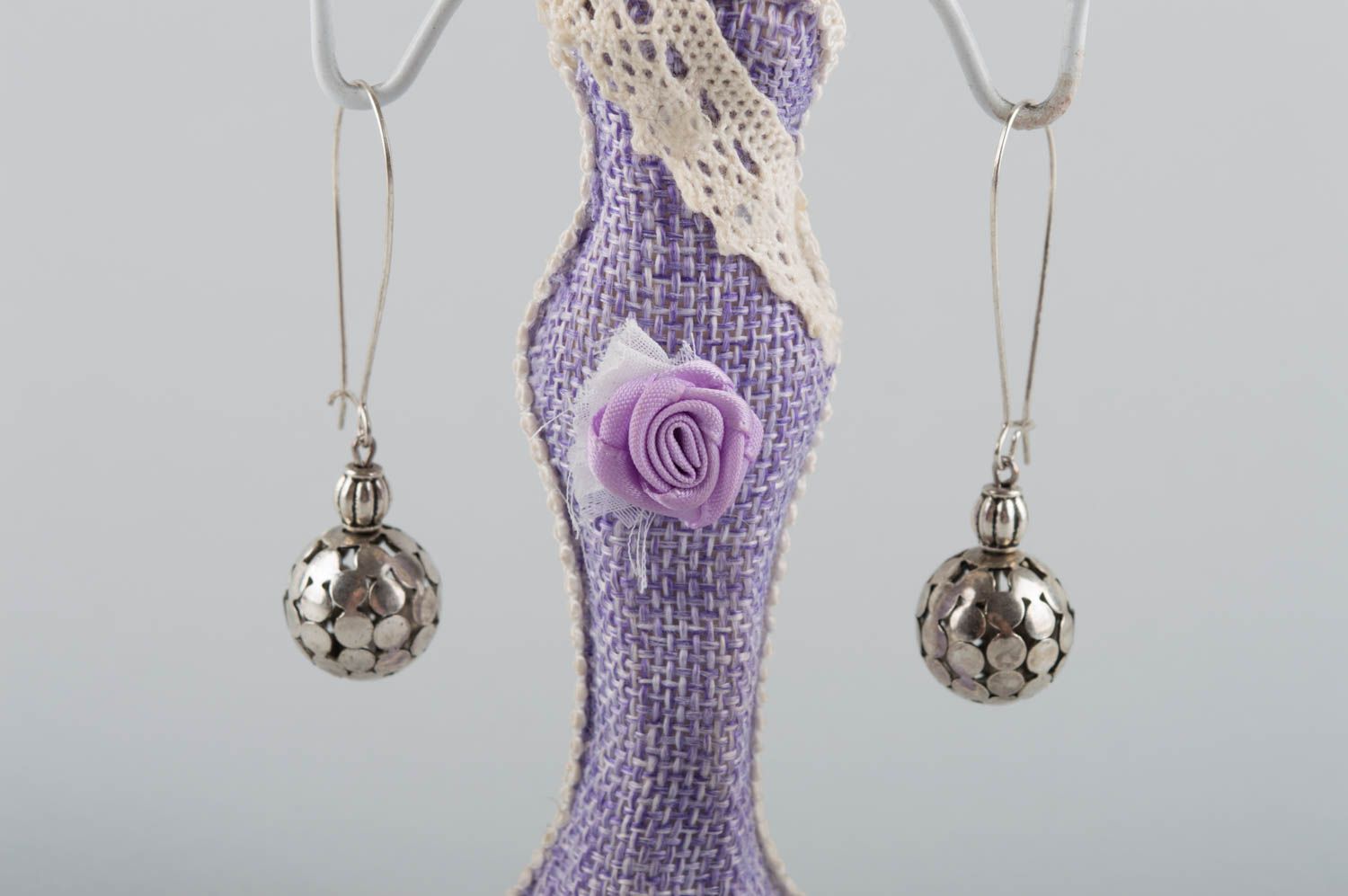 Beautiful handmade long metal ball earrings women's designer jewelry photo 1