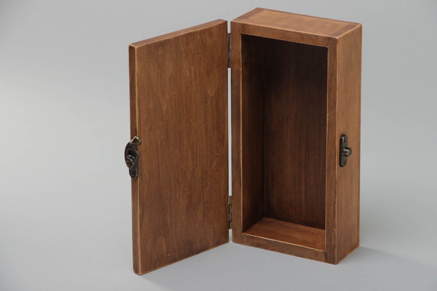 Caja de madera hecha a mano con estampado en tapa rectangular foto 3