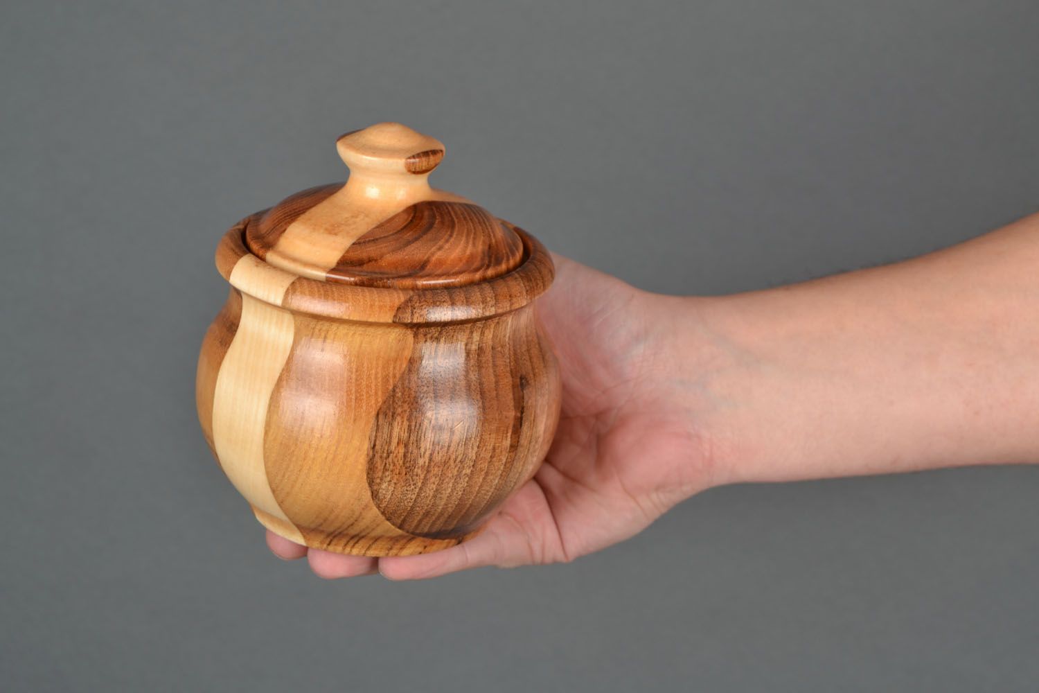 Pot en bois fait main original photo 2