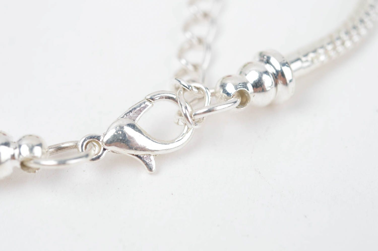 Pandora-style glass beaded metal chain bracelet for girls photo 4