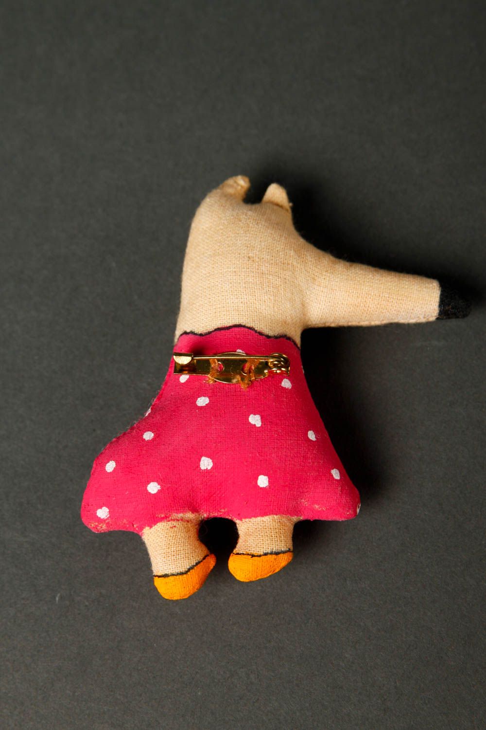 Broche textile Bijou fait main sous forme de renard Accessoire femme coton photo 4