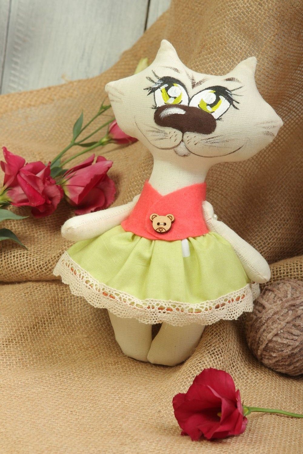 Handgefertigt Katze Stofftier Wohnzimmer Deko Designer Geschenk originell foto 1