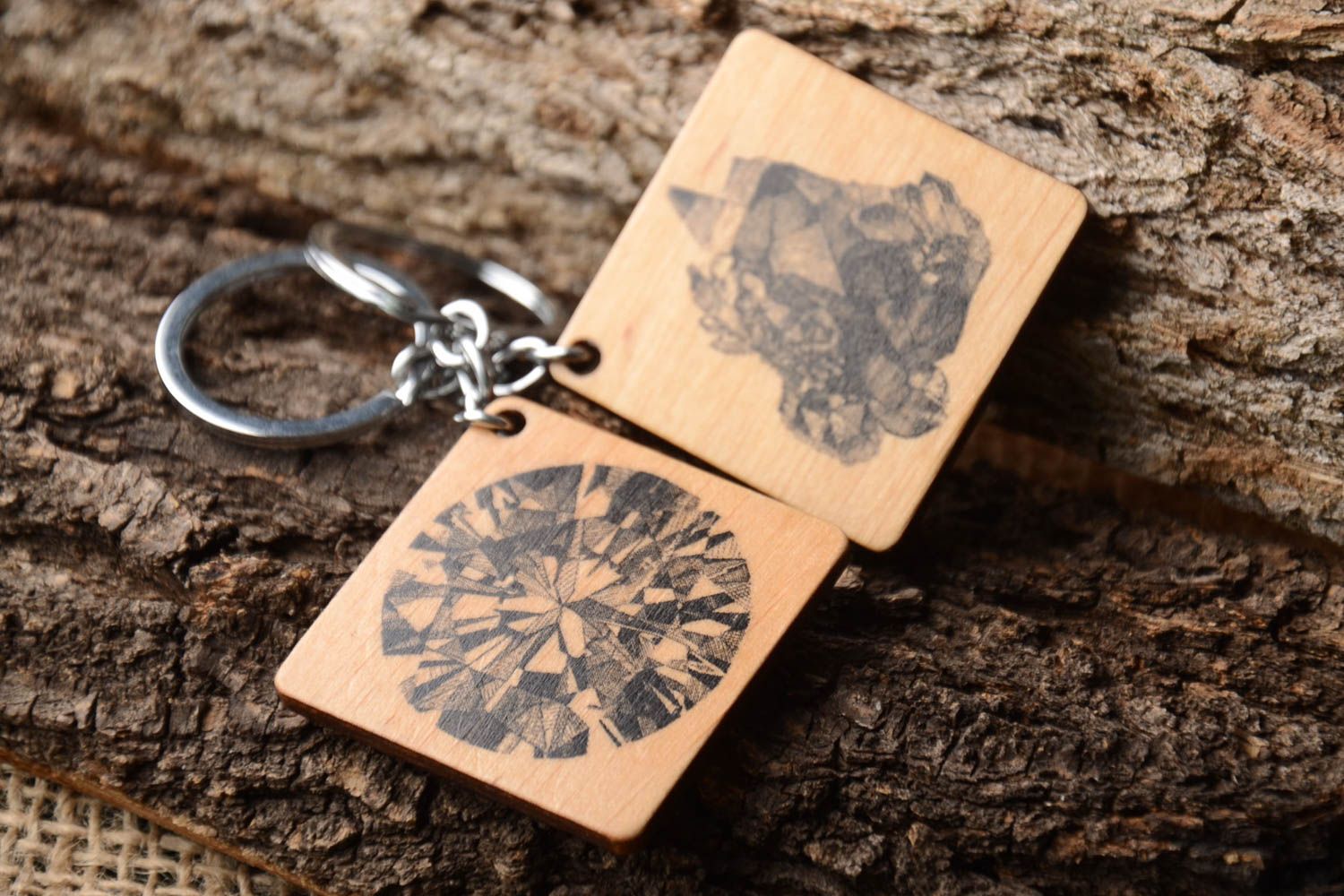 Handmade keychain designer keychains wooden souvenirs gift for him 2 items photo 1