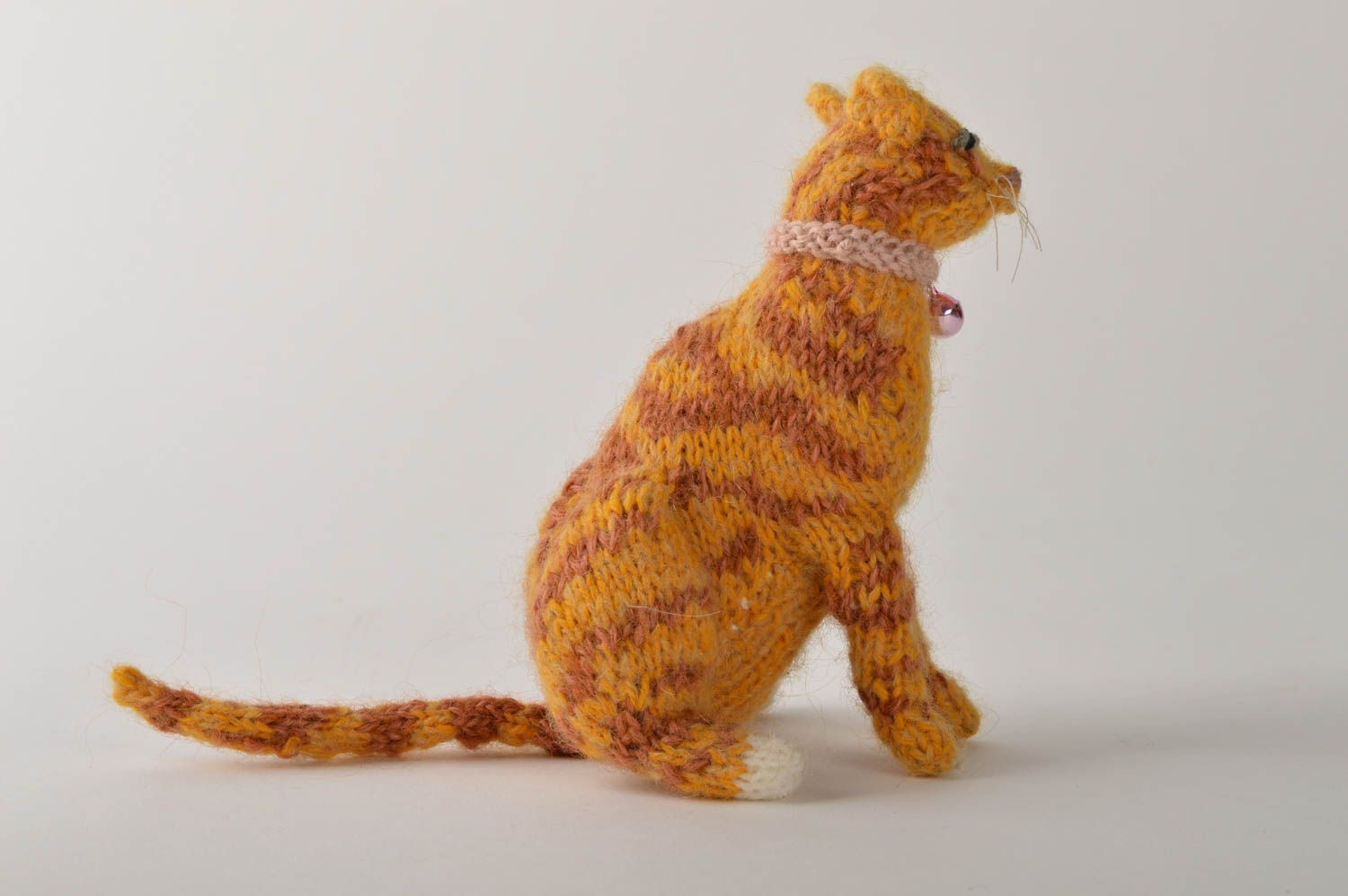 Peluche chat roux Jouet fait main tricoté en mohair Cadeau pour enfant photo 4