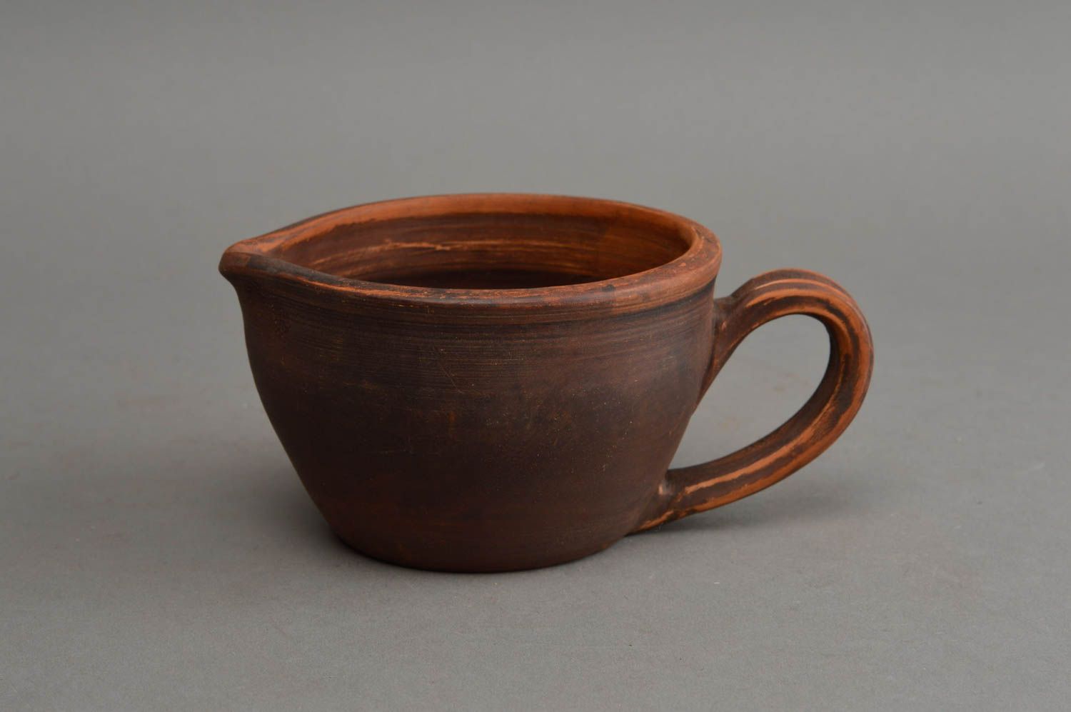 Saucière originale 25 cl marron en argile technique de poterie faite main photo 2
