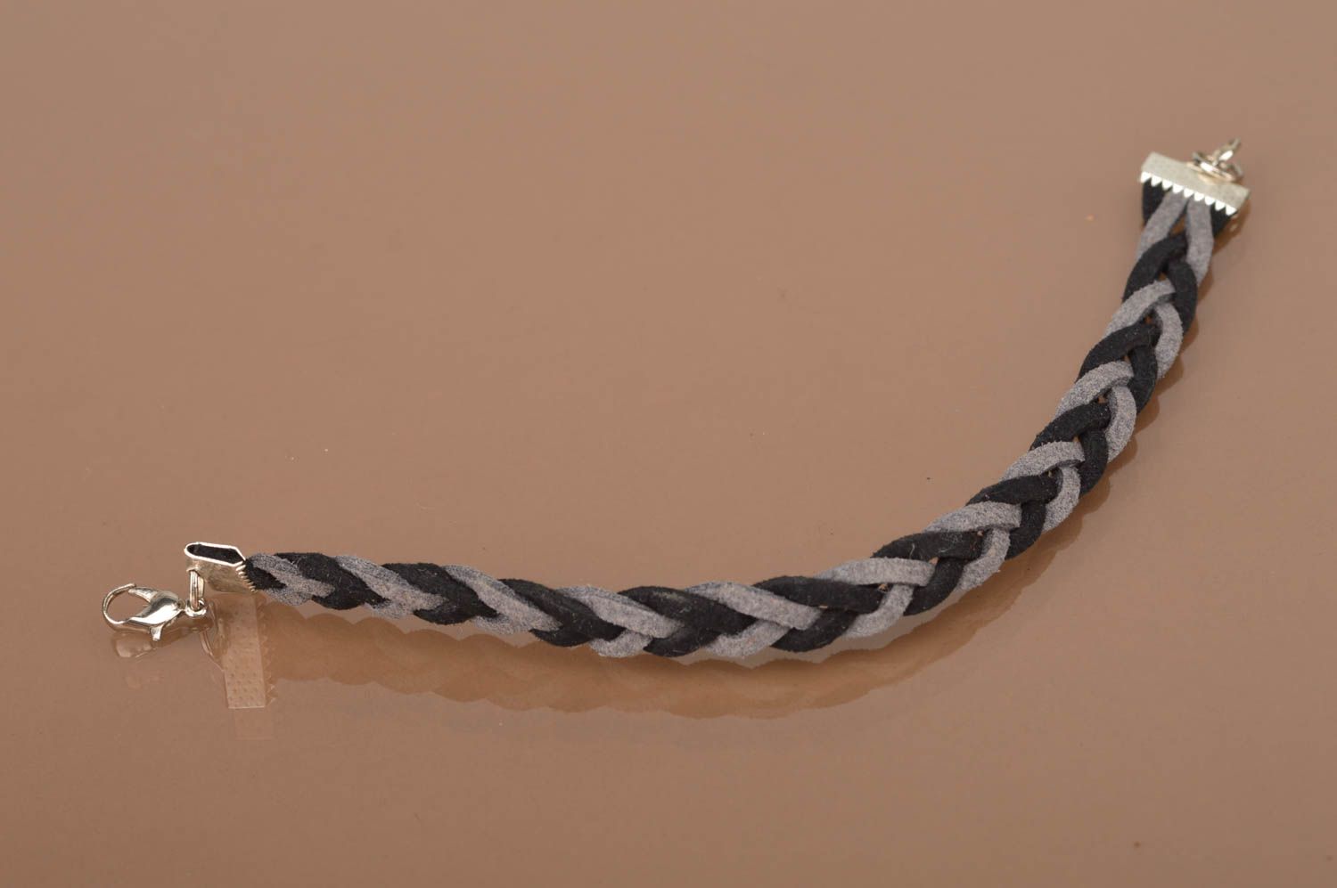 Stylish handmade natural suede bracelet braided wrist bracelet designer jewelry photo 3